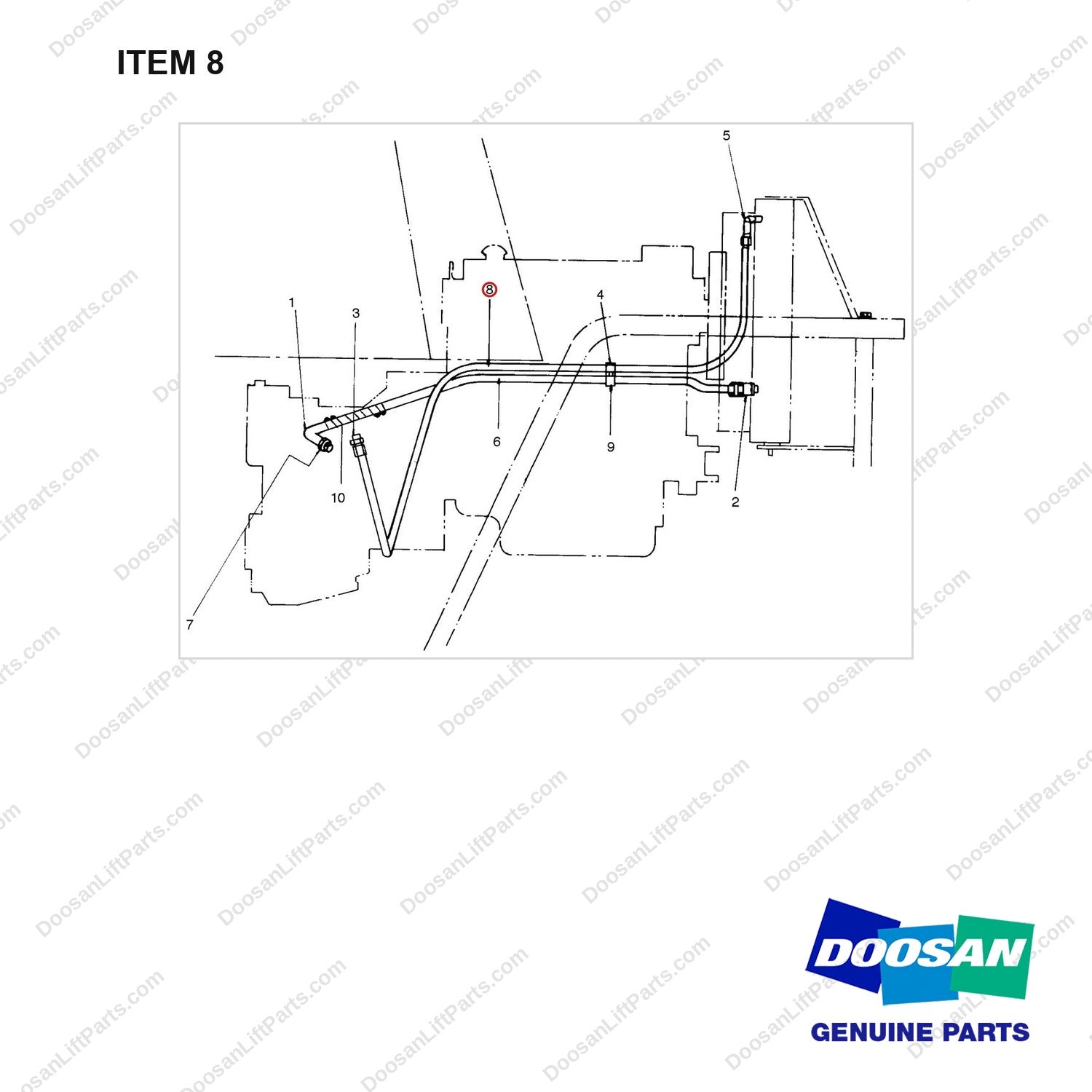 D180172 COOLER GP-TRANSMISSION - full parts diagram, item 8 marked - genuine Doosan / Bobcat forklift part