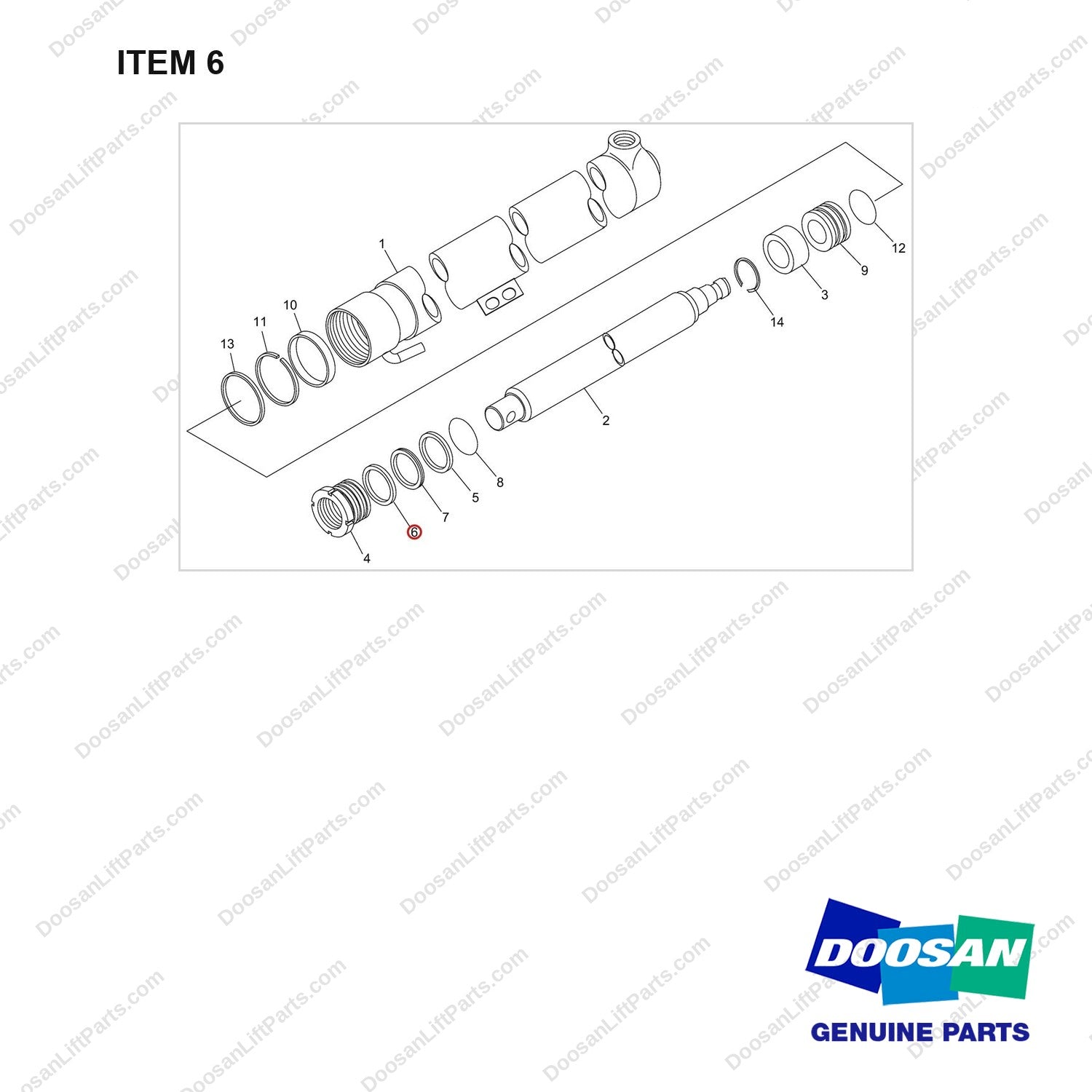 D184112 Lift Gp-Secondary - STD - full parts diagram, item 6 marked - genuine Doosan / Bobcat forklift part