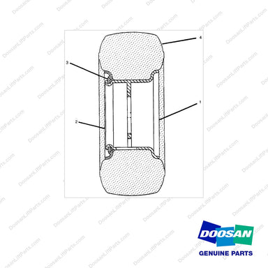 D290142-T TIRE & WHEEL AS-STEER - (CUSH.) - full parts diagram - genuine Doosan / Bobcat forklift part