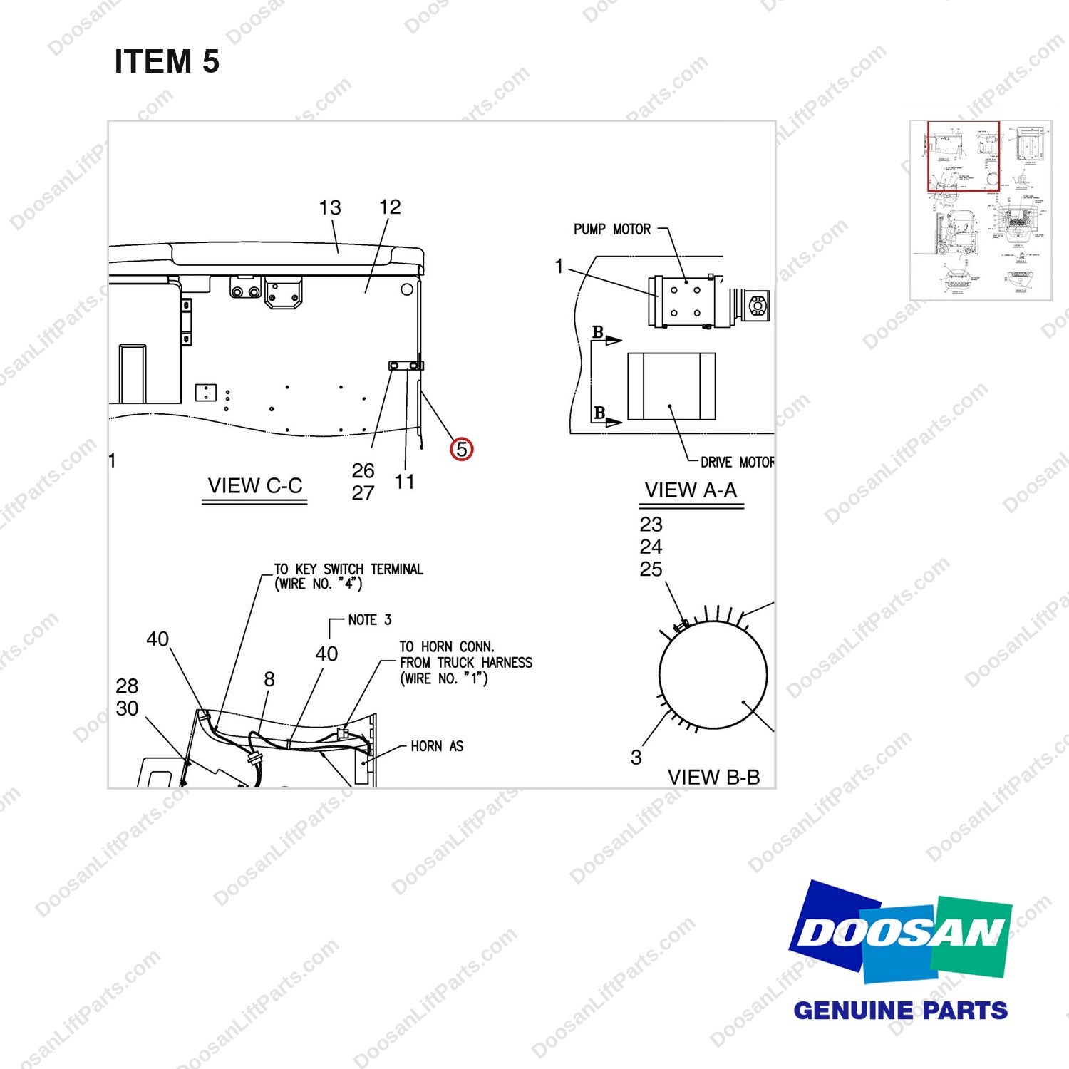 D291023 CHANGEOVER AR.-UL TYPE E TO EE TRUCK - parts diagram, item 5 shown - genuine Doosan / Bobcat forklift part