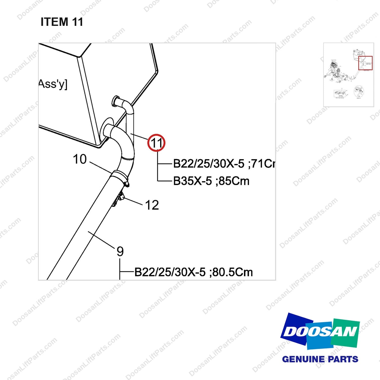 D294402 Lines Gp-Mast Operating - parts diagram, item 11 shown - genuine Doosan / Bobcat forklift part