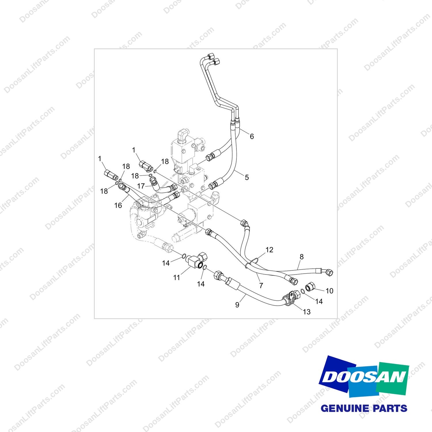 D421552 LINE GROUP;FINGERTIP TILT - full parts diagram - genuine Doosan / Bobcat forklift part