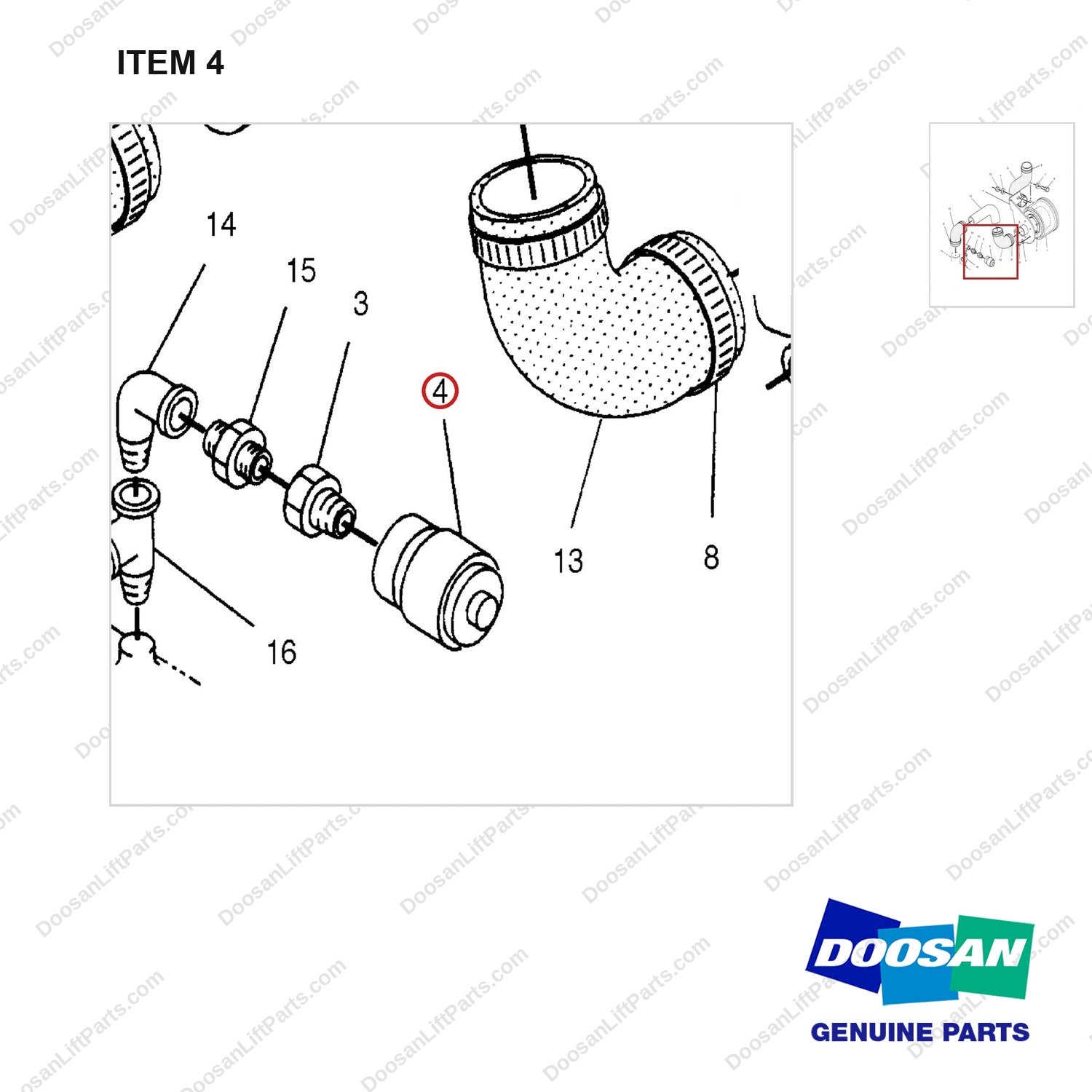 D460173 AIR CLEANER GP - parts diagram, item 4 shown - genuine Doosan / Bobcat forklift part
