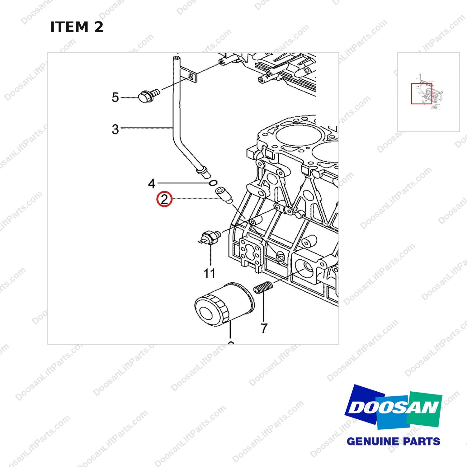 D471038 LUBRICANT GROUP;LUB.OIL SYSTEM GROUP - parts diagram, item 2 shown - genuine Doosan / Bobcat forklift part