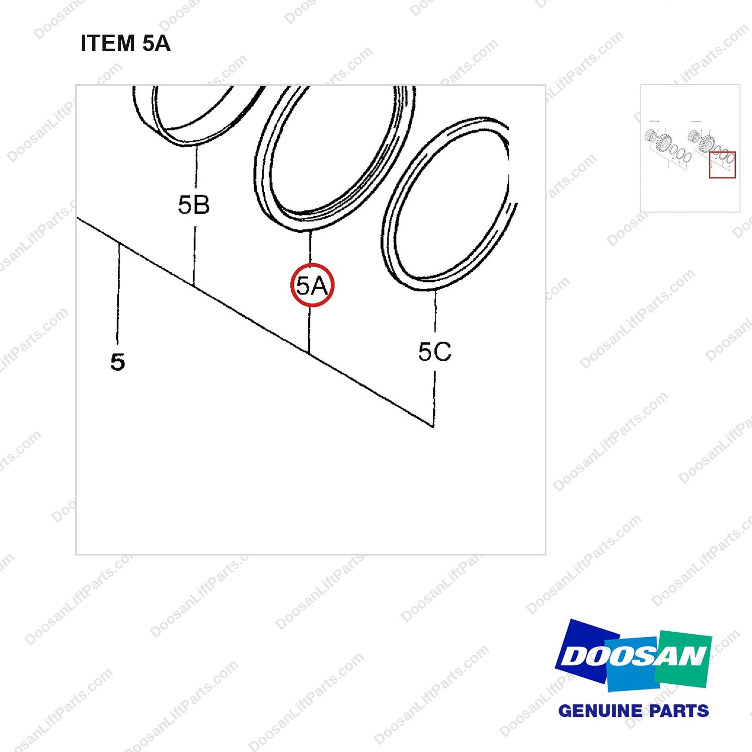 D480591 TIRE ARRANGEMENT - D10S - parts diagram, item 5A shown - genuine Doosan / Bobcat forklift part