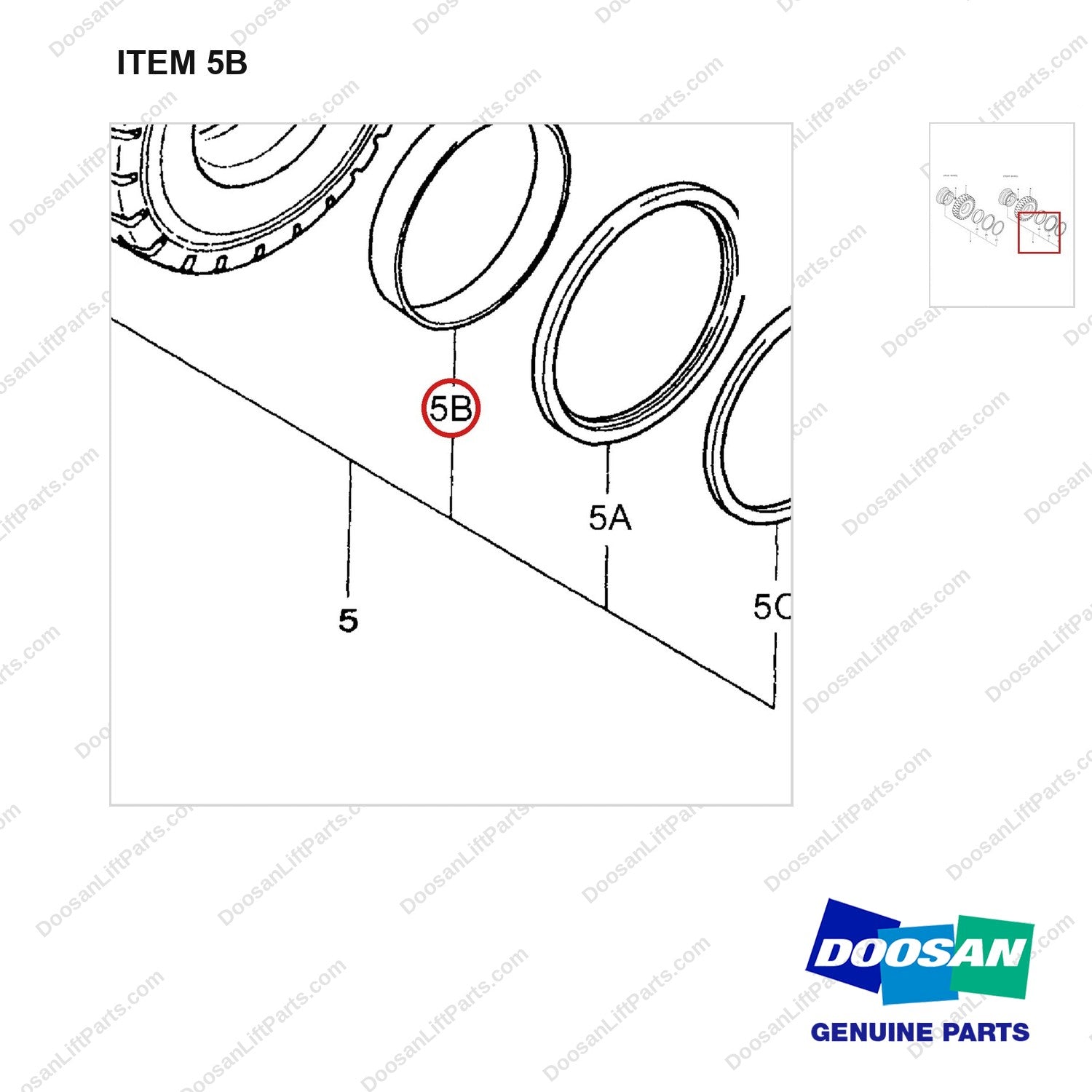 D480592 TIRE ARRANGEMENT - D10S - parts diagram, item 5B shown - genuine Doosan / Bobcat forklift part