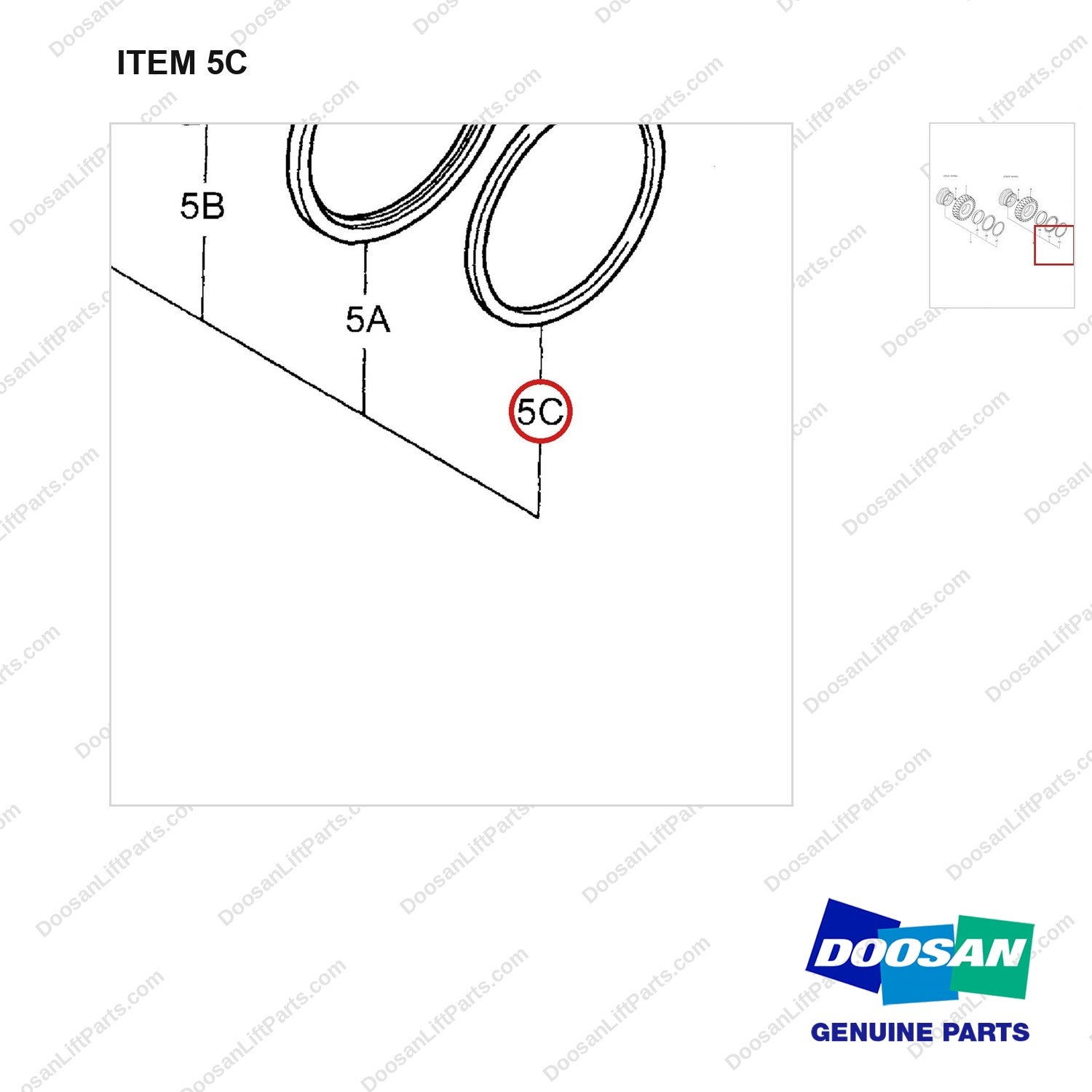 D480593 TIRE ARRANGEMENT - D10S - parts diagram, item 5C shown - genuine Doosan / Bobcat forklift part