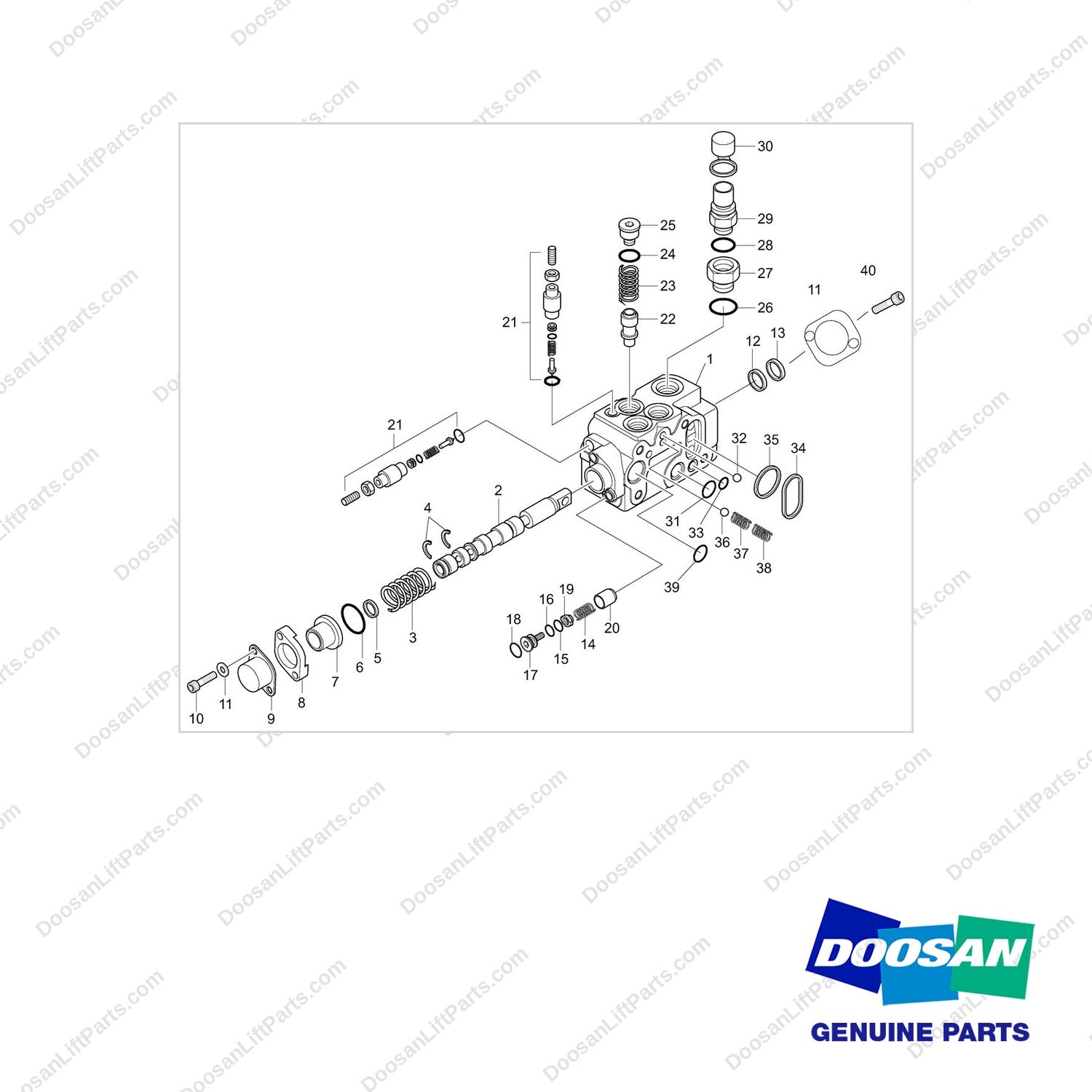 D503206 VALVE GP - full parts diagram - genuine Doosan / Bobcat forklift part