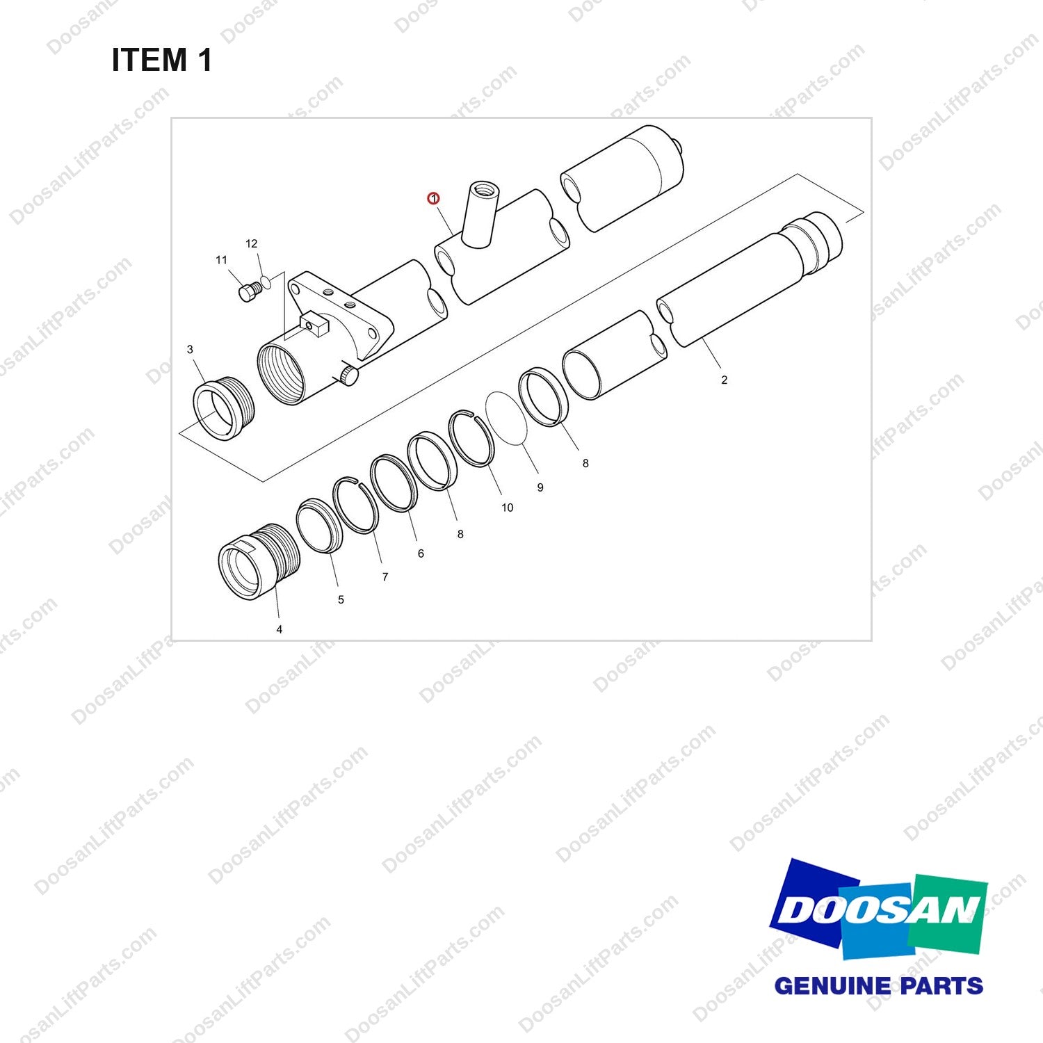 D510146 LIFT GP-PRIMARY - FFT - full parts diagram, item 1 marked - genuine Doosan / Bobcat forklift part