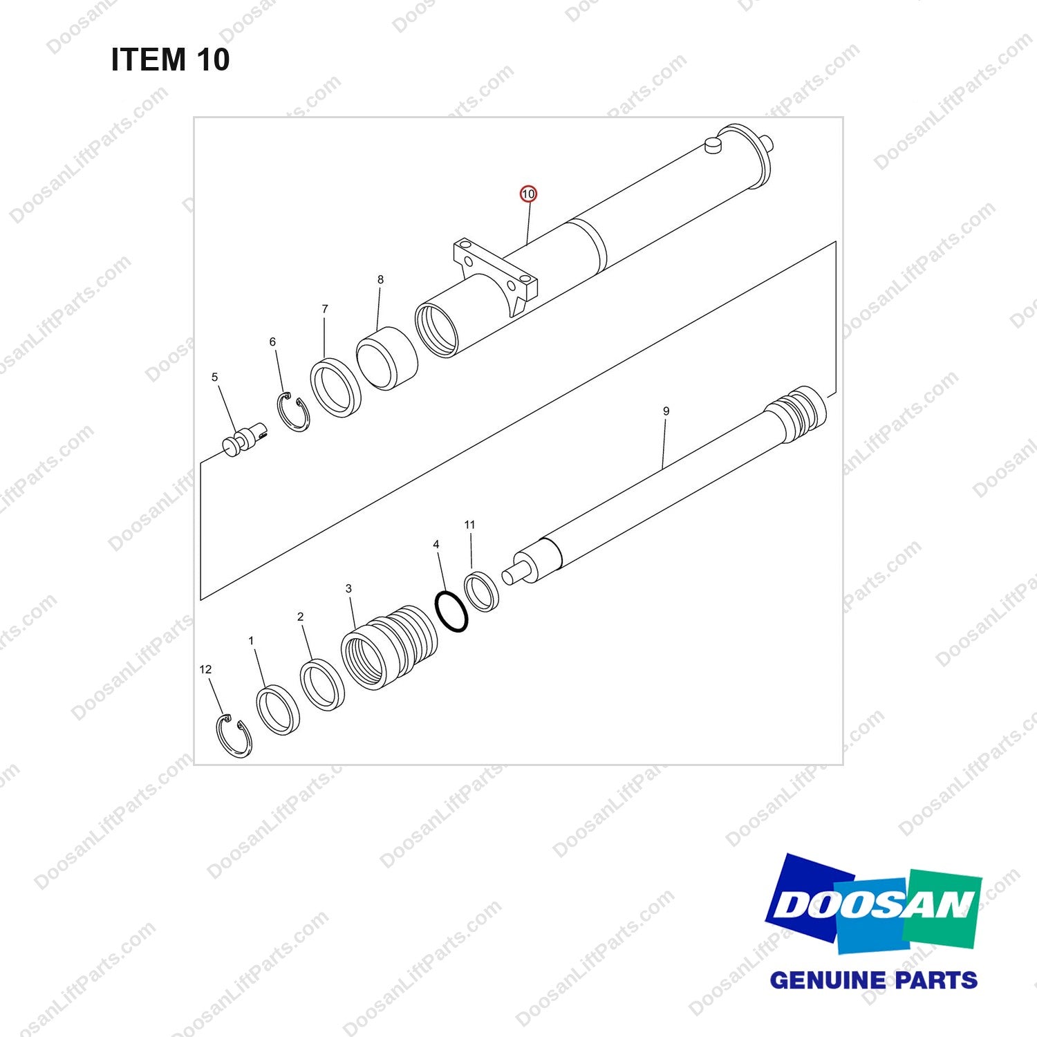 D511250 Lift Gp-Primary-FFT - full parts diagram, item 10 marked - genuine Doosan / Bobcat forklift part