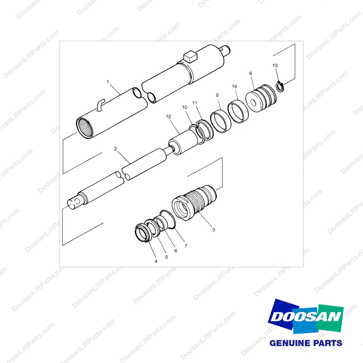 D511465 Cylinder Gp - Lift ,STD (7.0 Ton) - full parts diagram - genuine Doosan / Bobcat forklift part