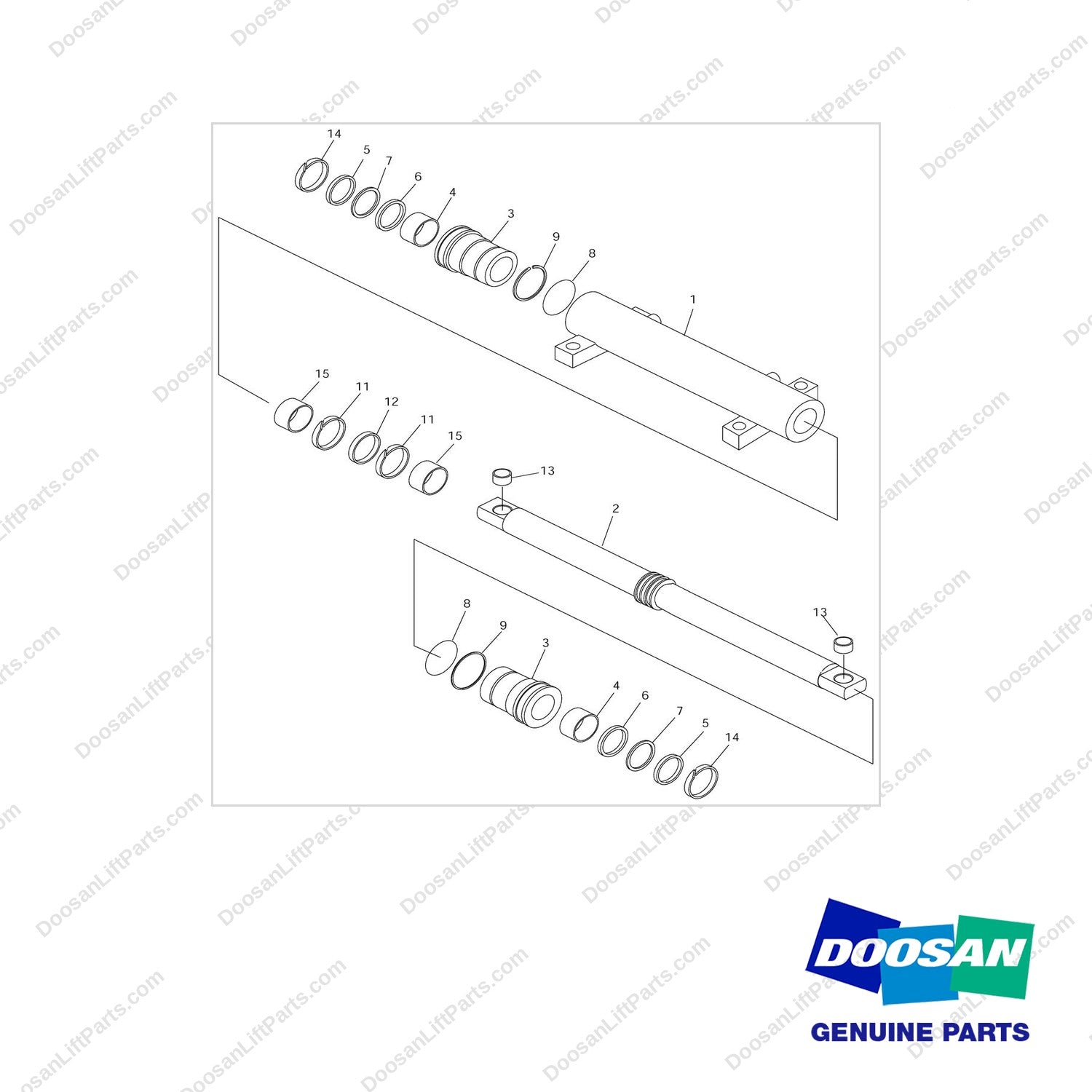 D511852 CYLINDER GP-P/S - full parts diagram - genuine Doosan / Bobcat forklift part