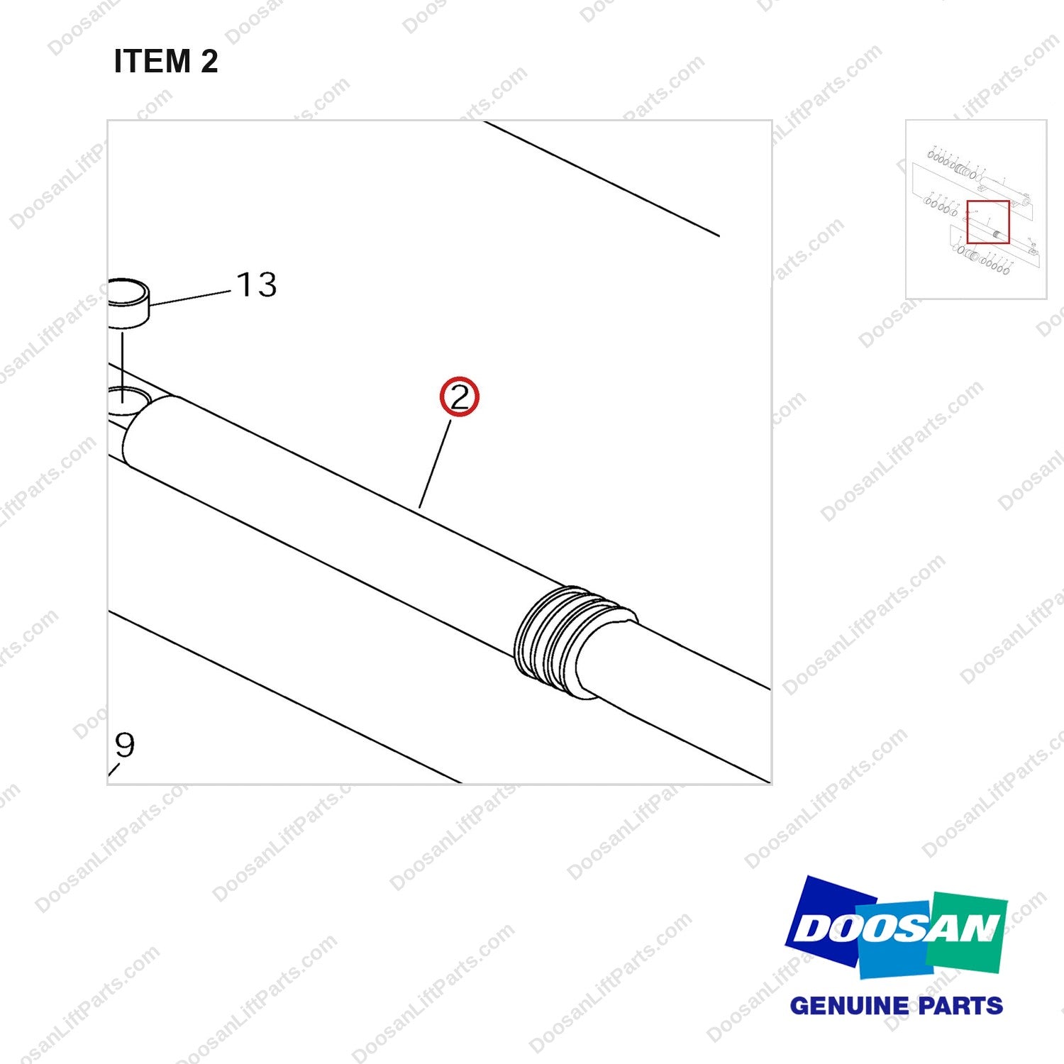 D511882 CYLINDER GP-P/S - parts diagram, item 2 shown - genuine Doosan / Bobcat forklift part