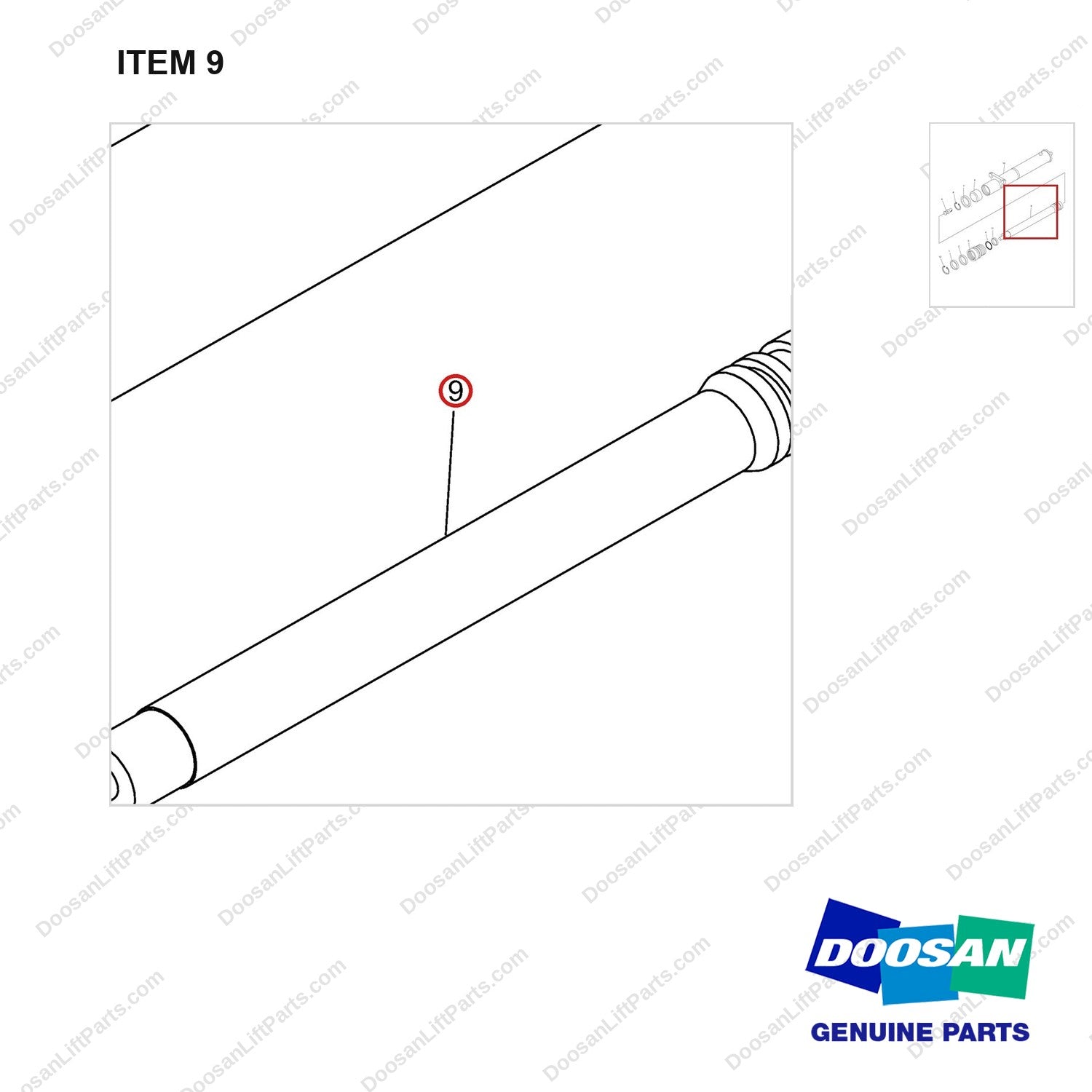 D511960 Lift Gp-Primary-FFT - parts diagram, item 9 shown - genuine Doosan / Bobcat forklift part