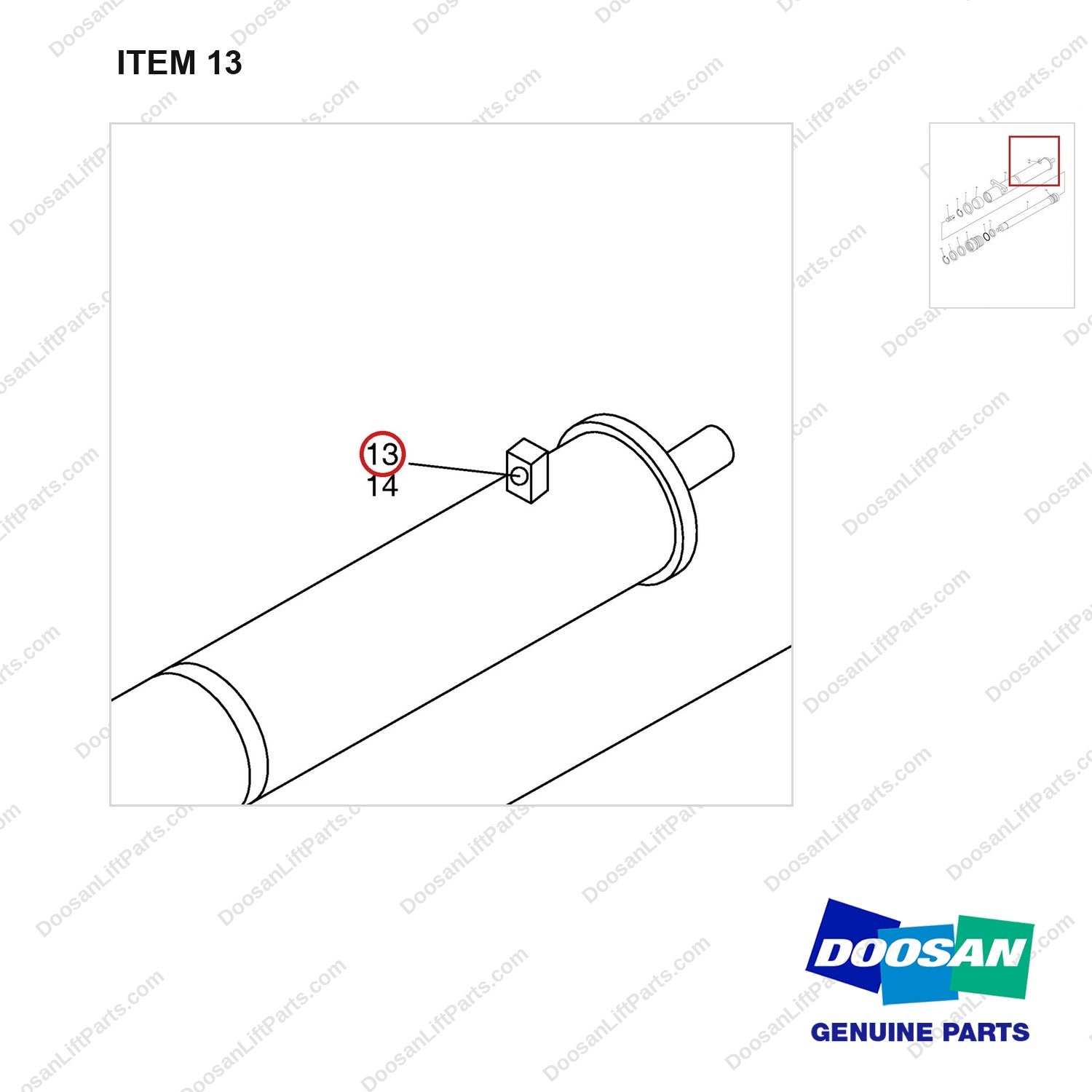 D512551 LIFT GROUP,PRIMARY;FFT - parts diagram, item 13 shown - genuine Doosan / Bobcat forklift part
