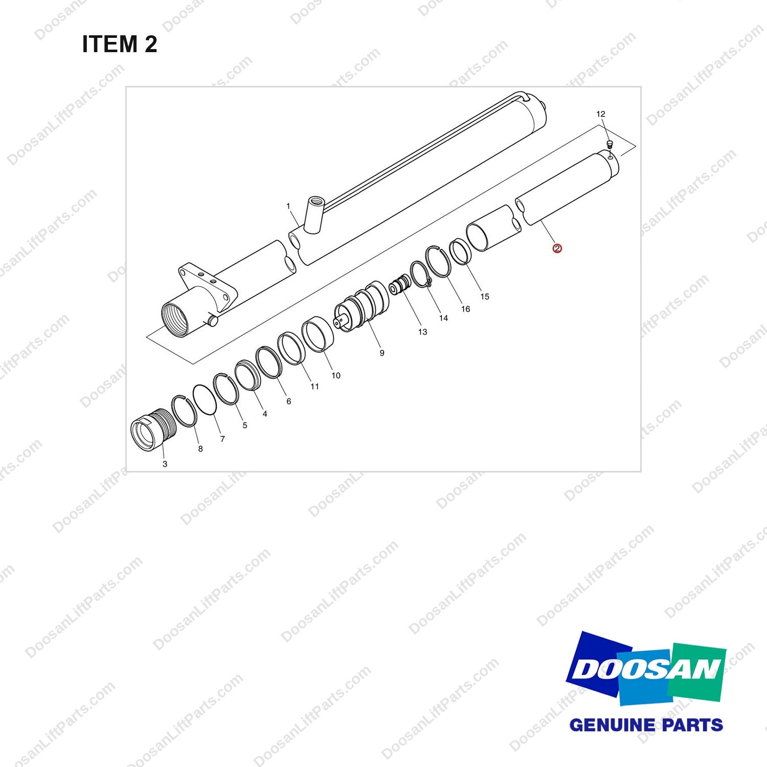 D512614 LIFT GP-PRIMARY - FFT - full parts diagram, item 2 marked - genuine Doosan / Bobcat forklift part