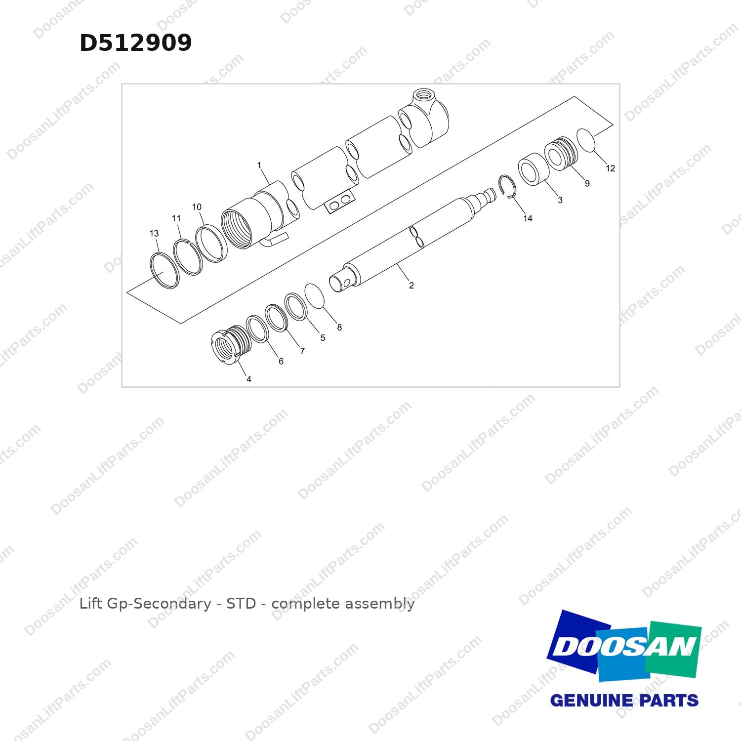 D512909 Lift Gp-Secondary - STD - full parts diagram - genuine Doosan / Bobcat forklift part