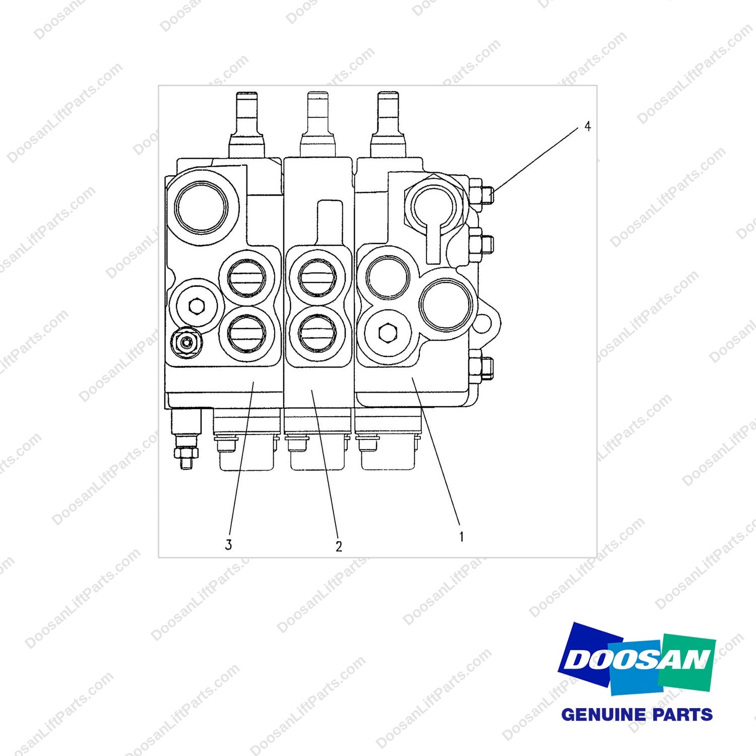 D516047 VALVE GP-3 WAY-LTZ - full parts diagram - genuine Doosan / Bobcat forklift part