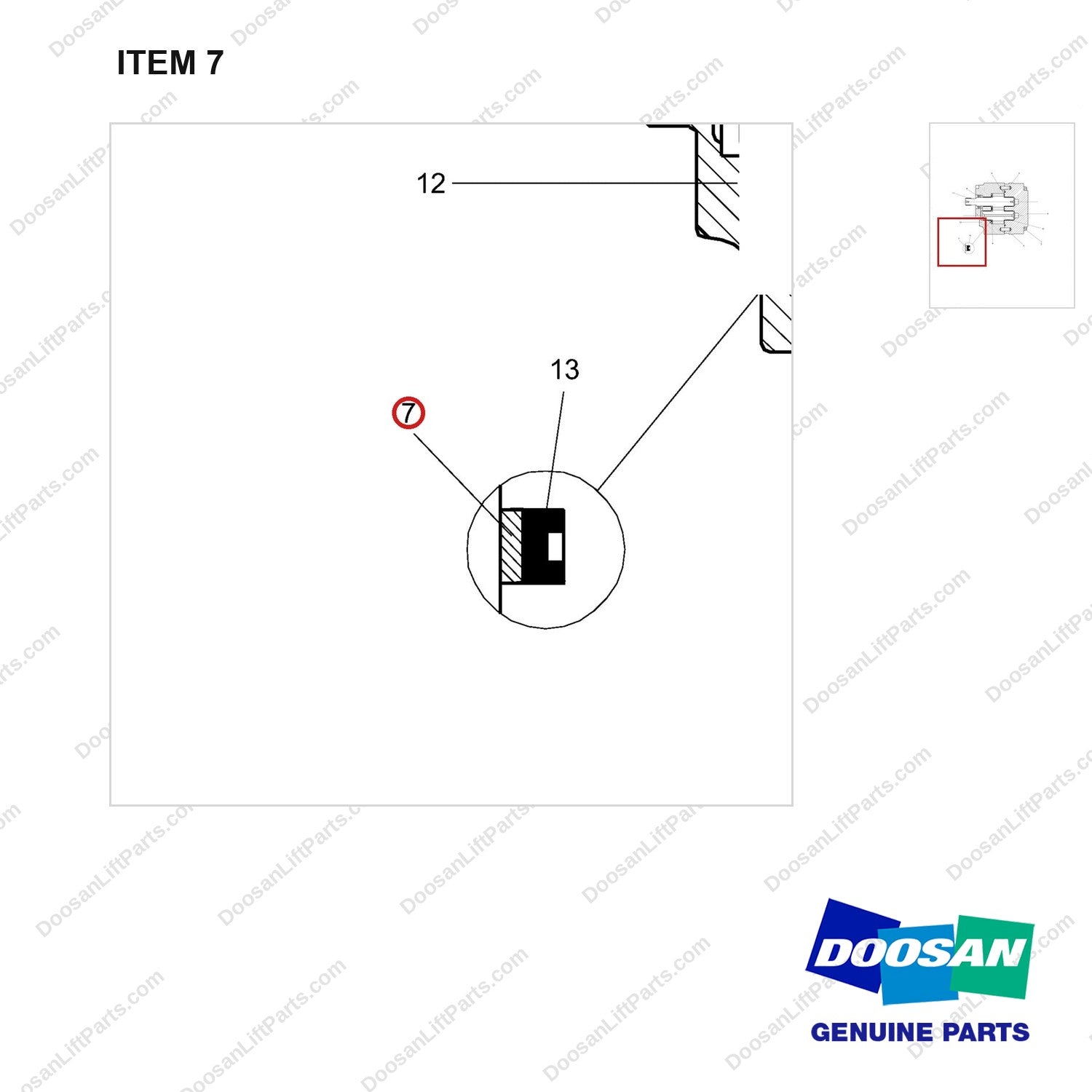 D516706 PUMP AS-GEAR - parts diagram, item 7 shown - genuine Doosan / Bobcat forklift part