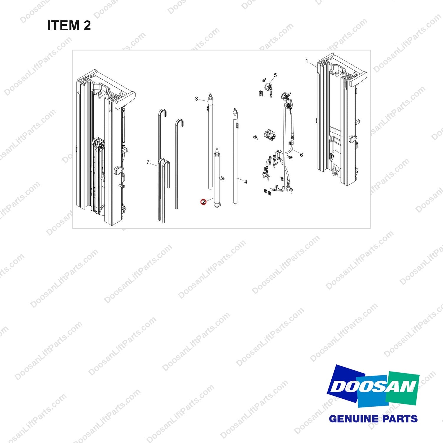 D518016 MAST AR.; VISUAL FFT,  MFH 4730, OAL - full parts diagram, item 2 marked - genuine Doosan / Bobcat forklift part