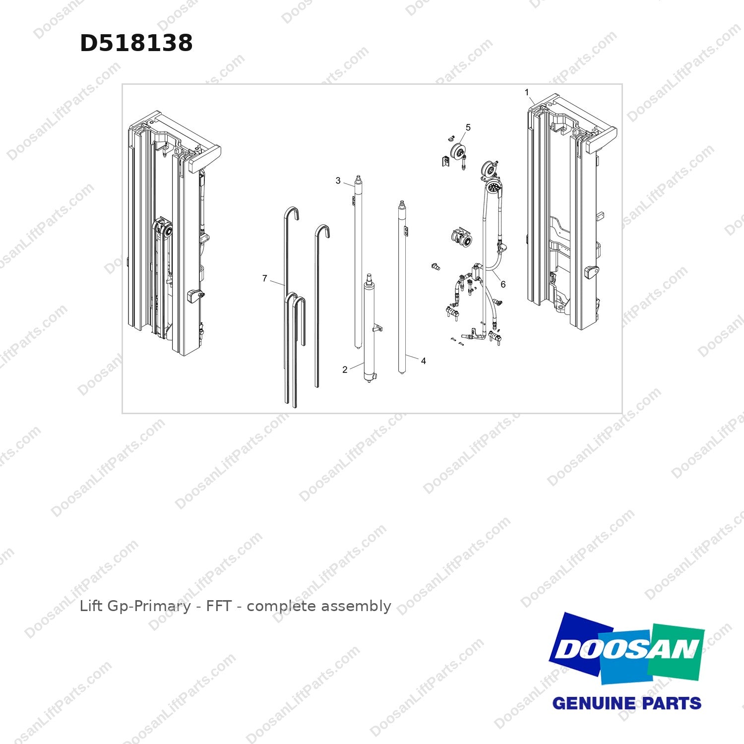 D518138 Lift Gp-Primary - FFT - full parts diagram - genuine Doosan / Bobcat forklift part