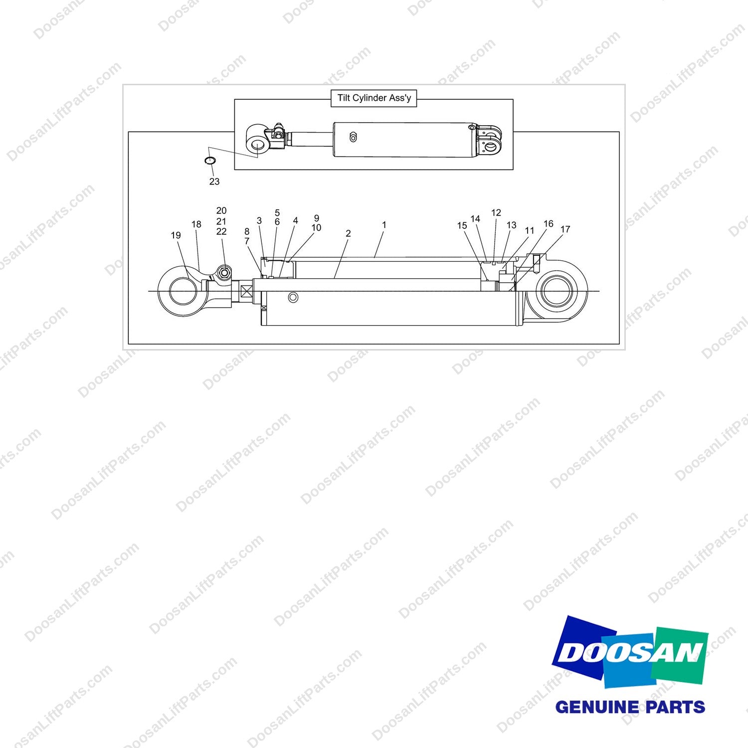 D518160 Cylinder Gp-Tilt-RH - full parts diagram - genuine Doosan / Bobcat forklift part