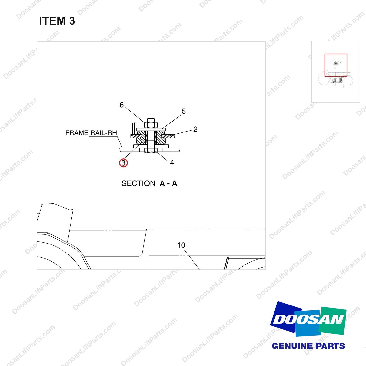 D552111 MOTOR GP - parts diagram, item 3 shown - genuine Doosan / Bobcat forklift part