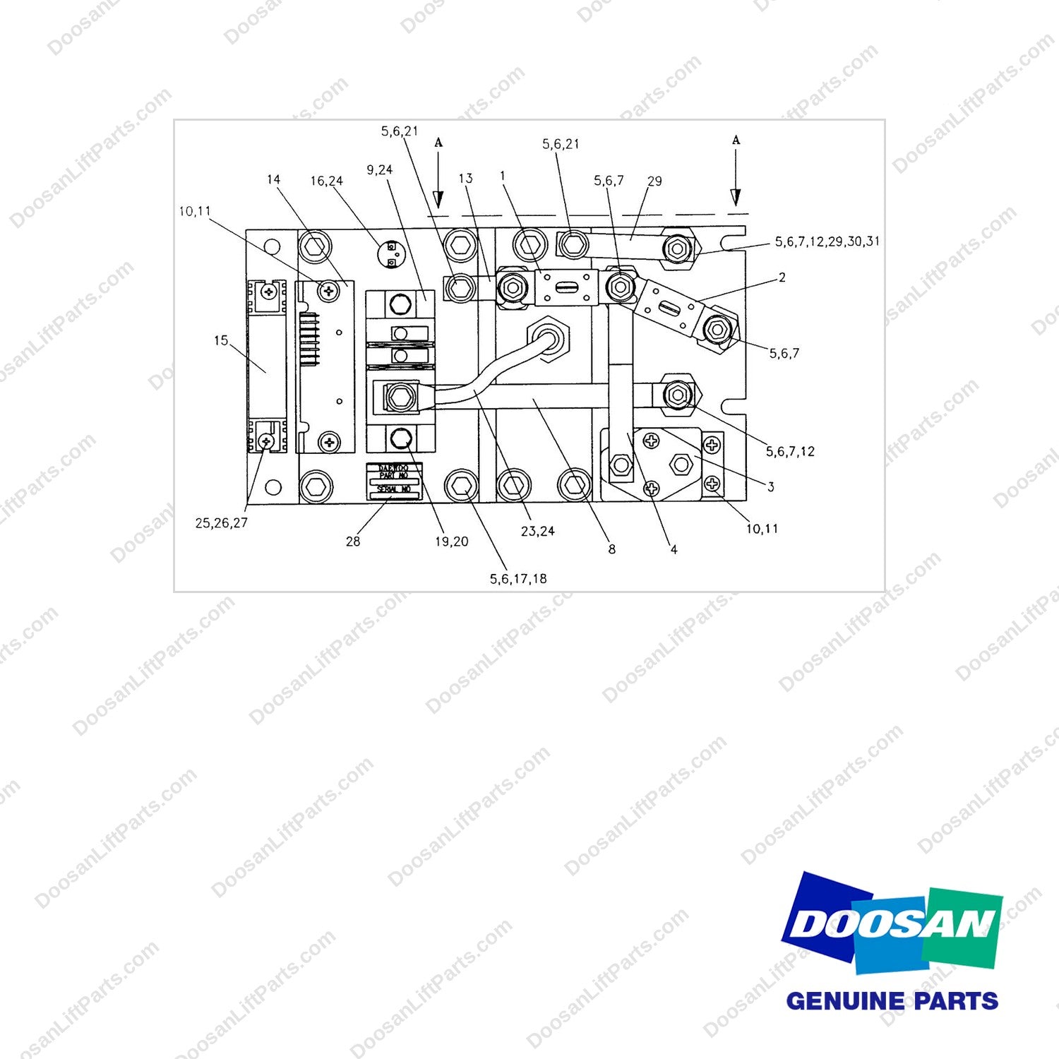 D557003 CONTROL PANEL - HYD(1/2) - full parts diagram - genuine Doosan / Bobcat forklift part