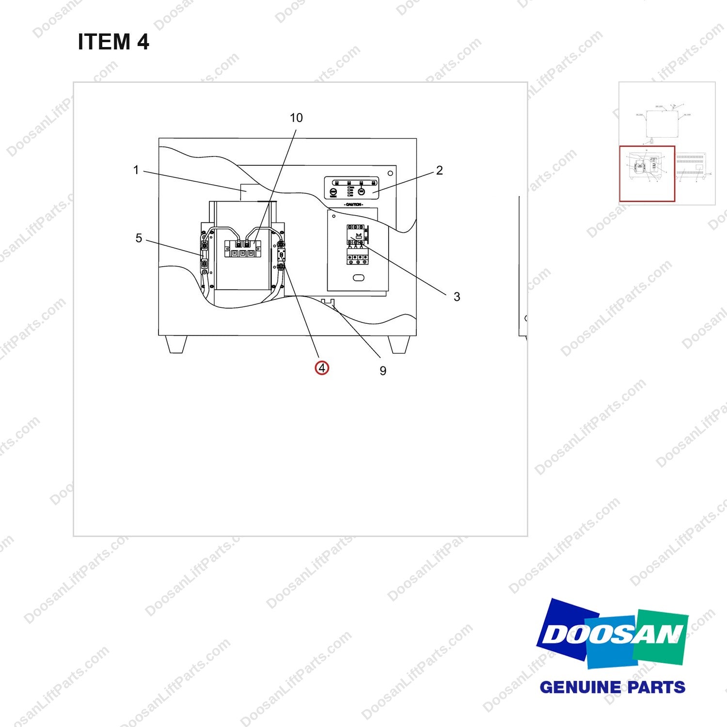 D559549 CHARGER, 230AH, 220V(3P-50HZ, - parts diagram, item 4 shown - genuine Doosan / Bobcat forklift part