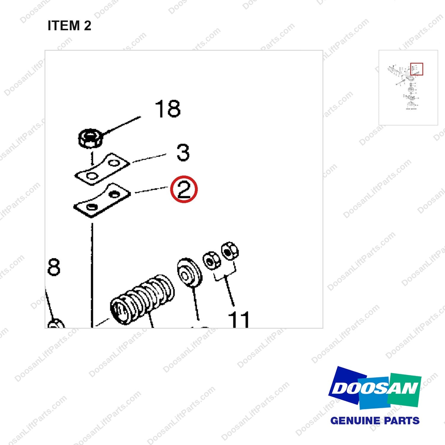 D653141 BRAKE - (1/2) - parts diagram, item 2 shown - genuine Doosan / Bobcat forklift part