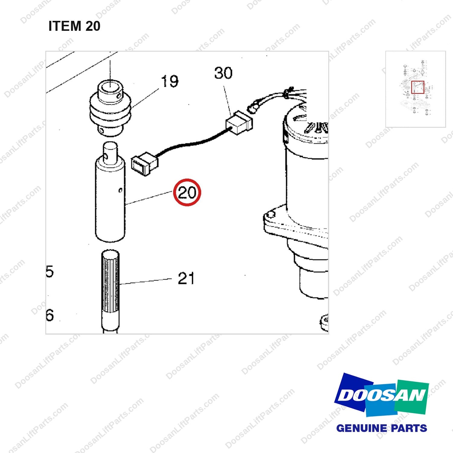 D658735 STEERING LINKAGE-POWER STEERING,REVERSE - (PART 2 OF 2) - parts diagram, item 20 shown - genuine Doosan / Bobcat forklift part