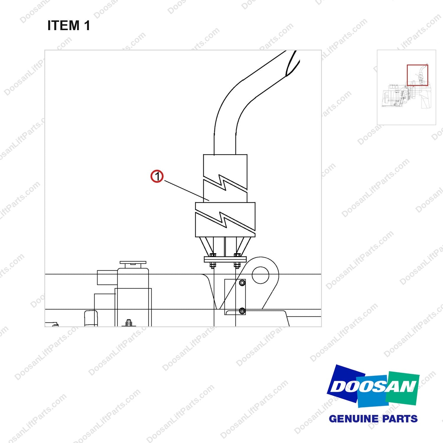 D810778 CHG.OVER AR.-SPARK ARRESTOR - parts diagram, item 1 shown - genuine Doosan / Bobcat forklift part