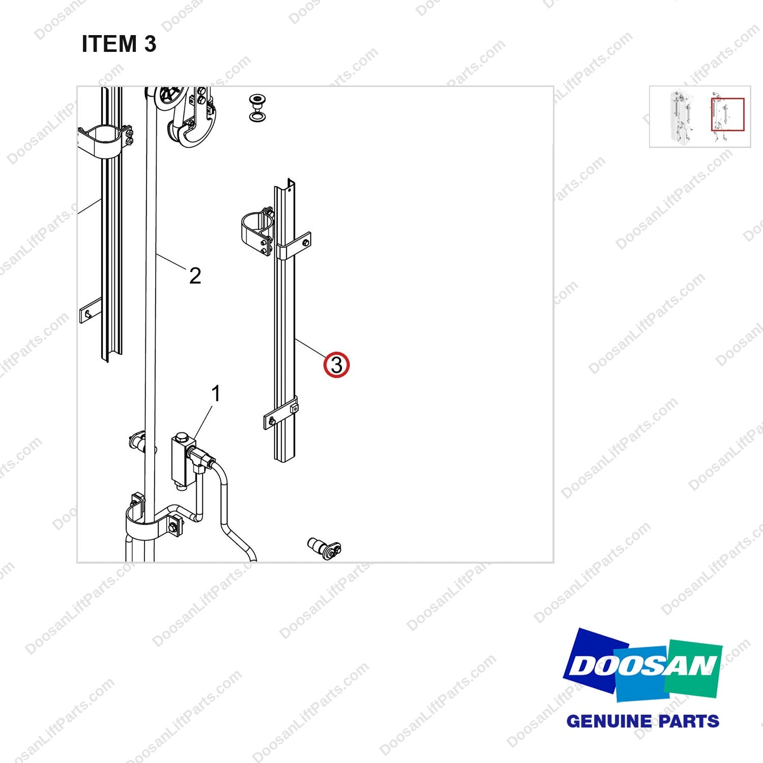D862408 MOUNT GROUP,LIFT;QUAD7945 - parts diagram, item 3 shown - genuine Doosan / Bobcat forklift part