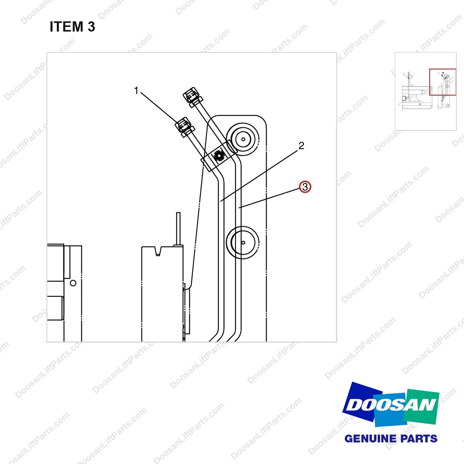 D871425 LINES GP-ATT-SEC(3 WAY)-LH(FF) - parts diagram, item 3 shown - genuine Doosan / Bobcat forklift part