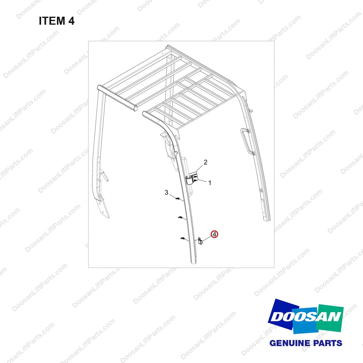 D900043 OPTION-CROWN INFORLINK;DISPLAY MTG - full parts diagram, item 4 marked - genuine Doosan / Bobcat forklift part