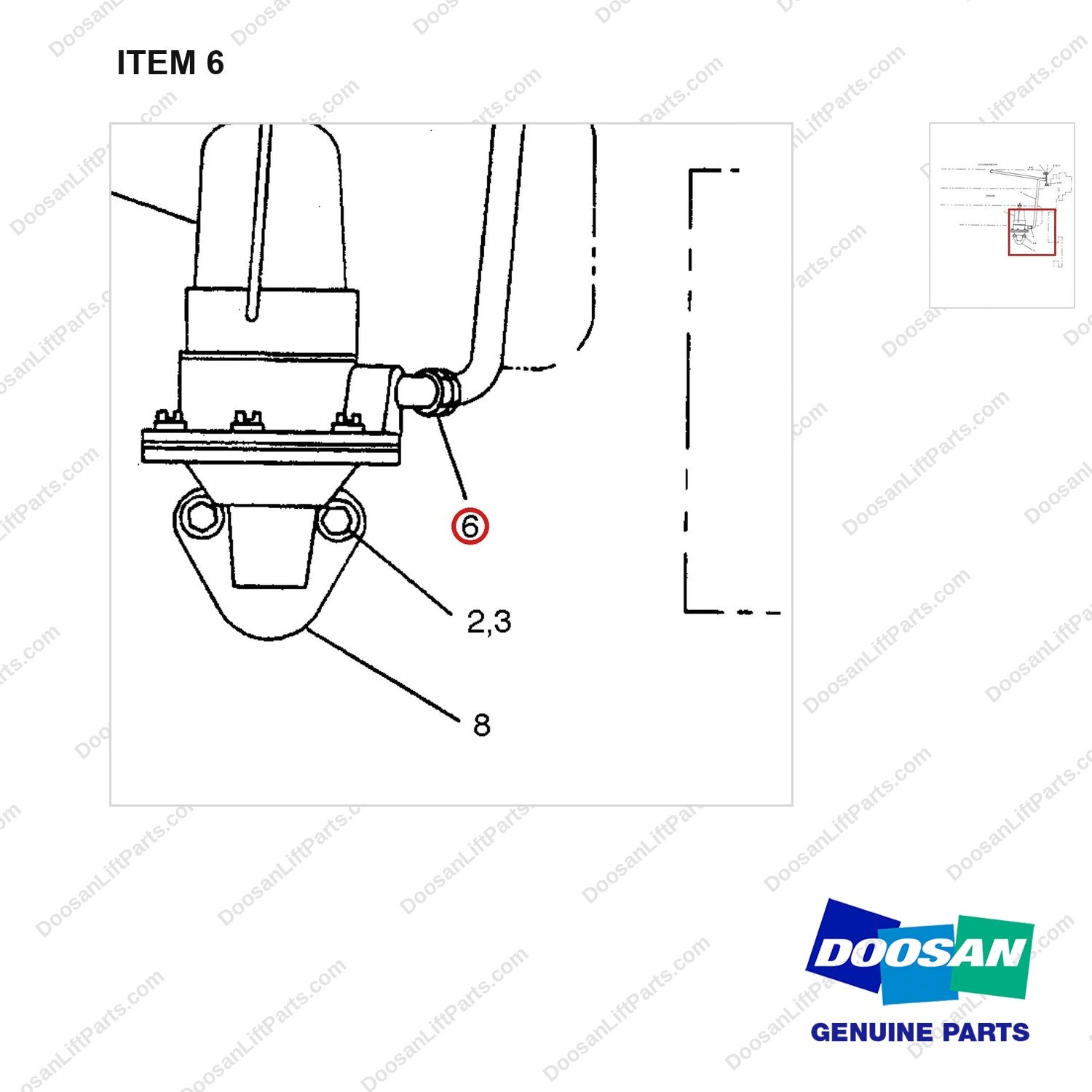 D902203 PUMP GP-FUEL - parts diagram, item 6 shown - genuine Doosan / Bobcat forklift part