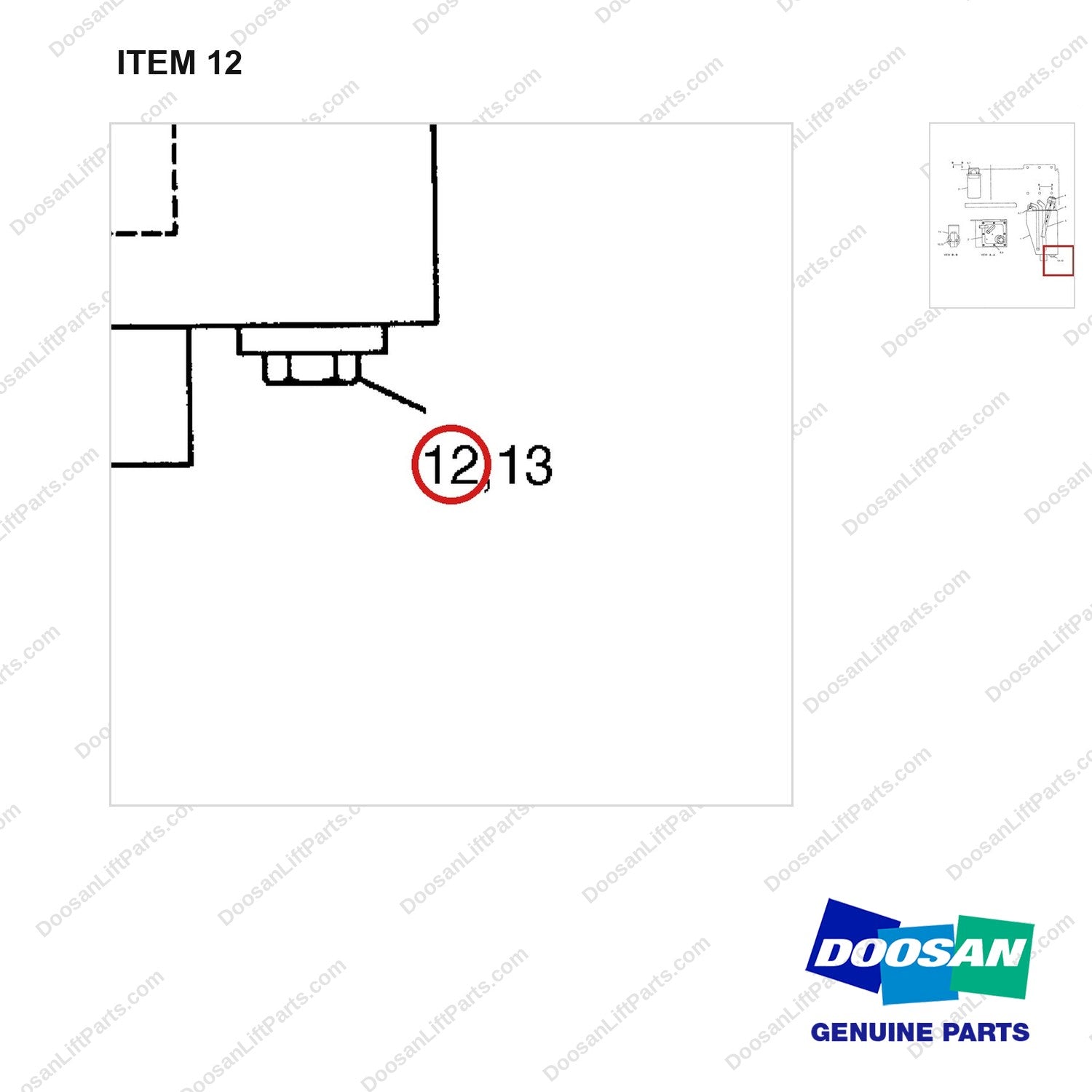 D909148 TANK & FILTER GP - parts diagram, item 12 shown - genuine Doosan / Bobcat forklift part