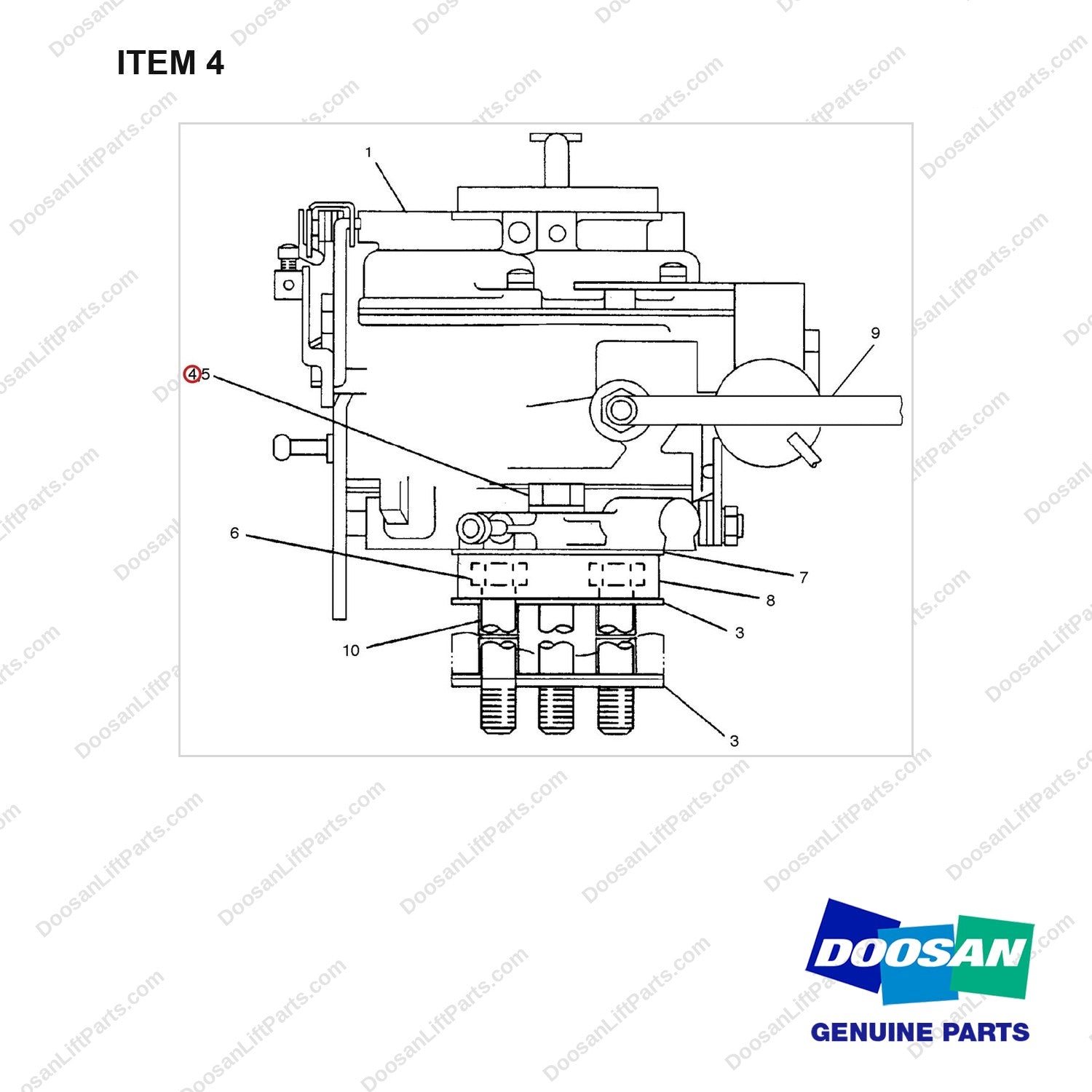 D910118 CARBURETOR GP - full parts diagram, item 4 marked - genuine Doosan / Bobcat forklift part