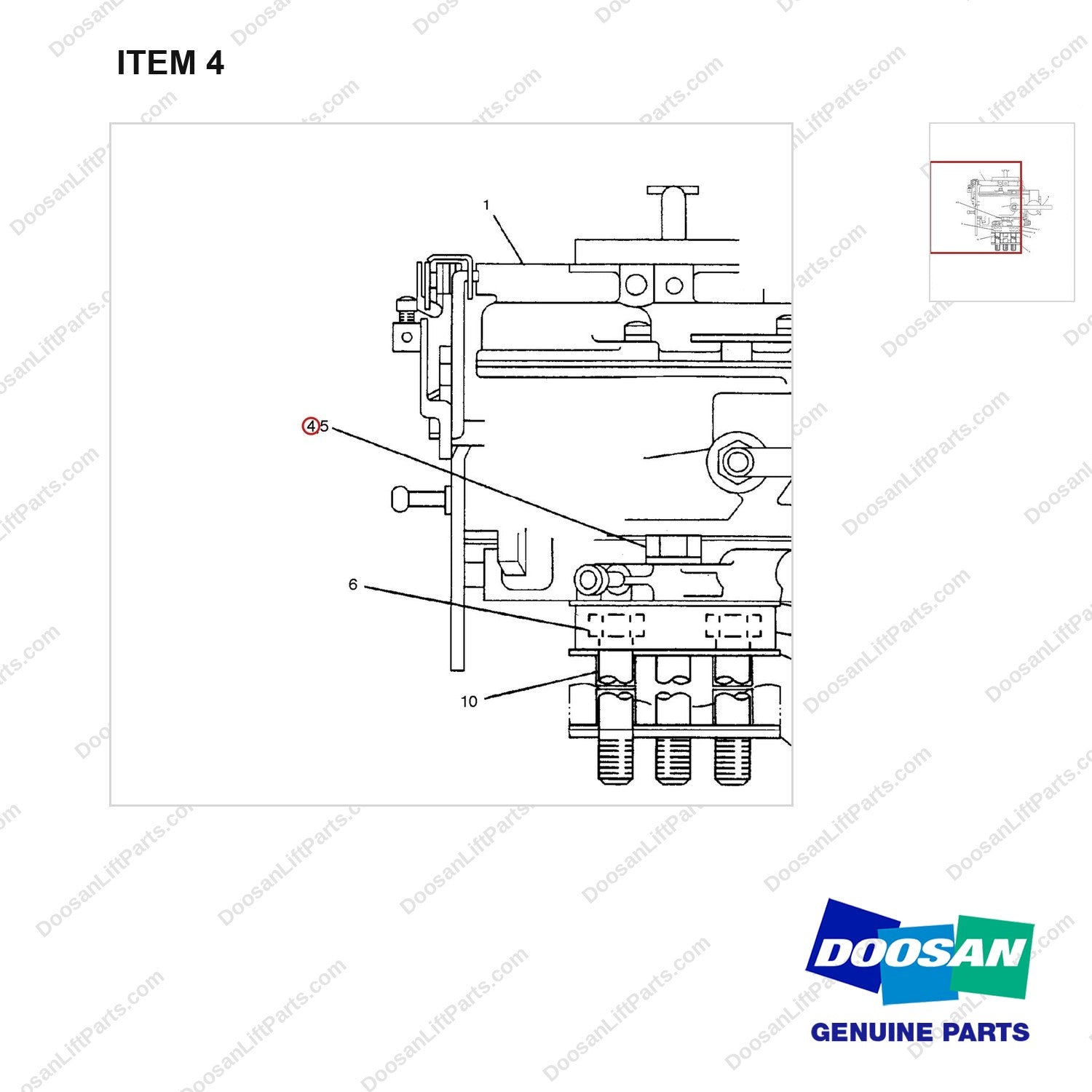 D910118 CARBURETOR GP - parts diagram, item 4 shown - genuine Doosan / Bobcat forklift part