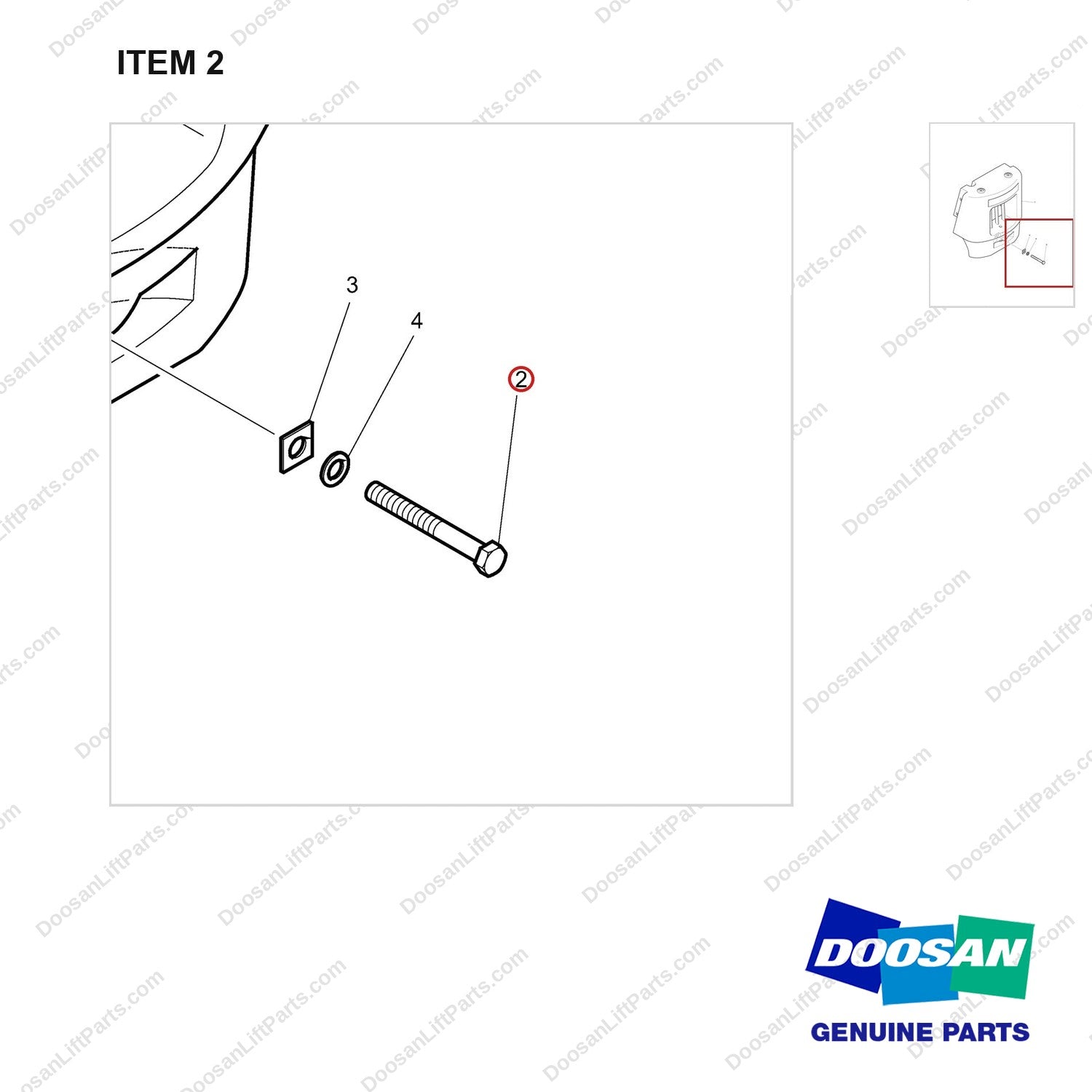 D910243 COUNTERWEIGHT GP - 1.5 TON - parts diagram, item 2 shown - genuine Doosan / Bobcat forklift part