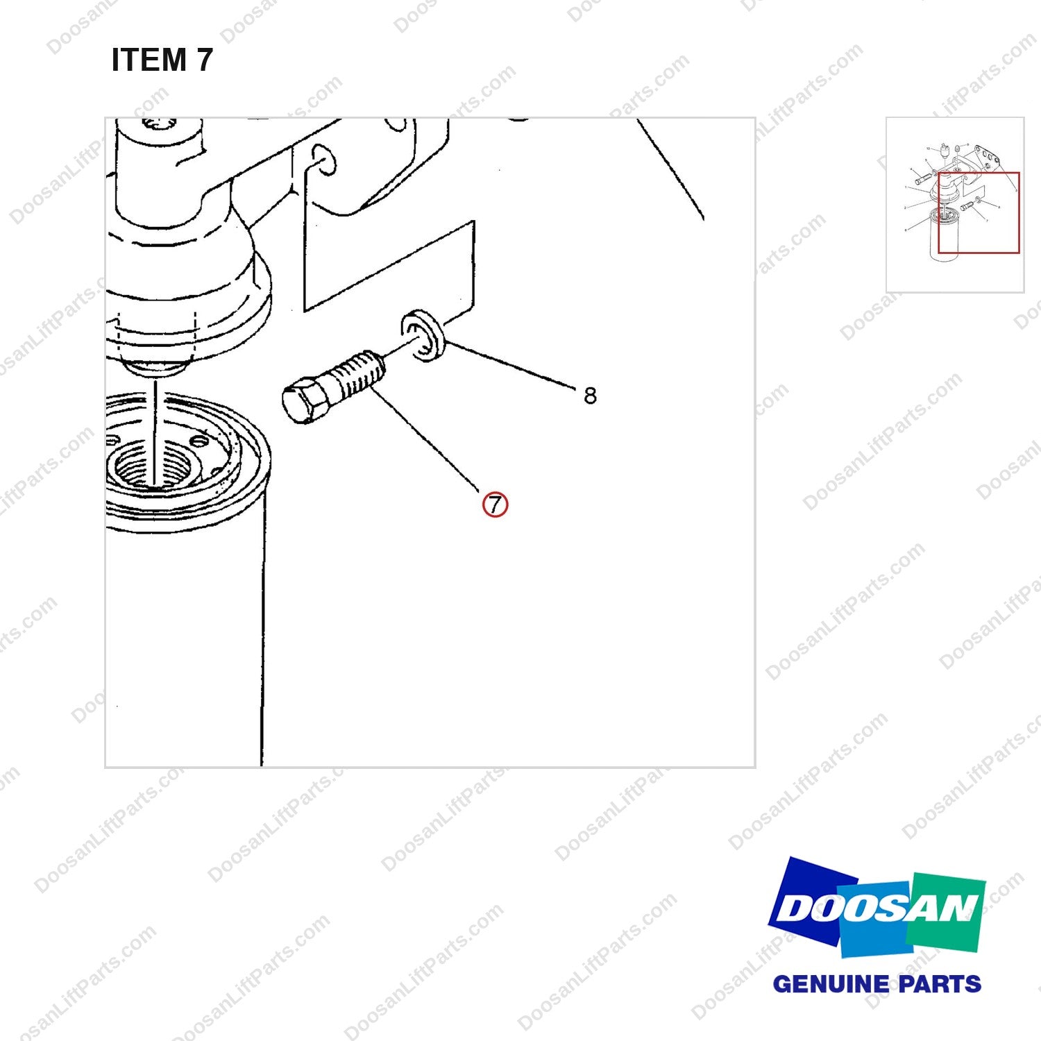 D910295 FILTER GP-OIL - parts diagram, item 7 shown - genuine Doosan / Bobcat forklift part