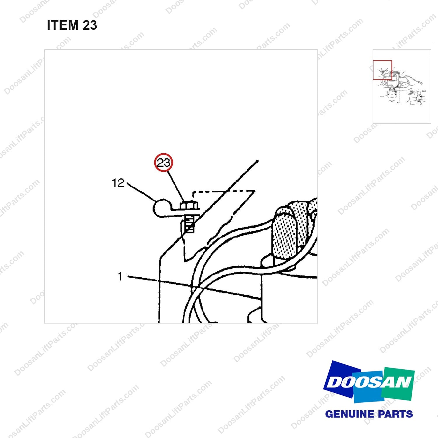 D910301 COIL & DISTRIBUTOR GP - parts diagram, item 23 shown - genuine Doosan / Bobcat forklift part