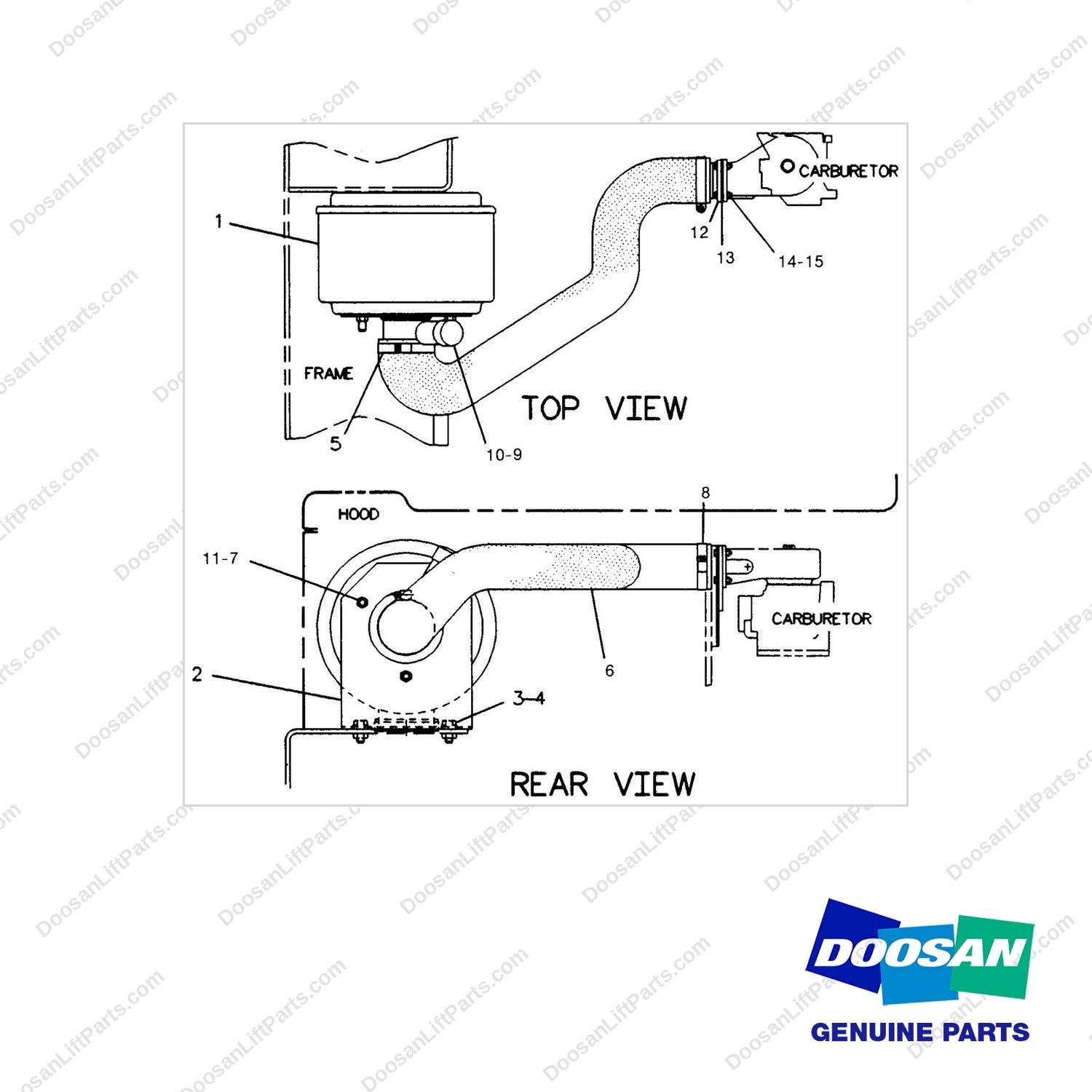 D913061 AIR CLEANER GP(GASOLINE) - full parts diagram - genuine Doosan / Bobcat forklift part