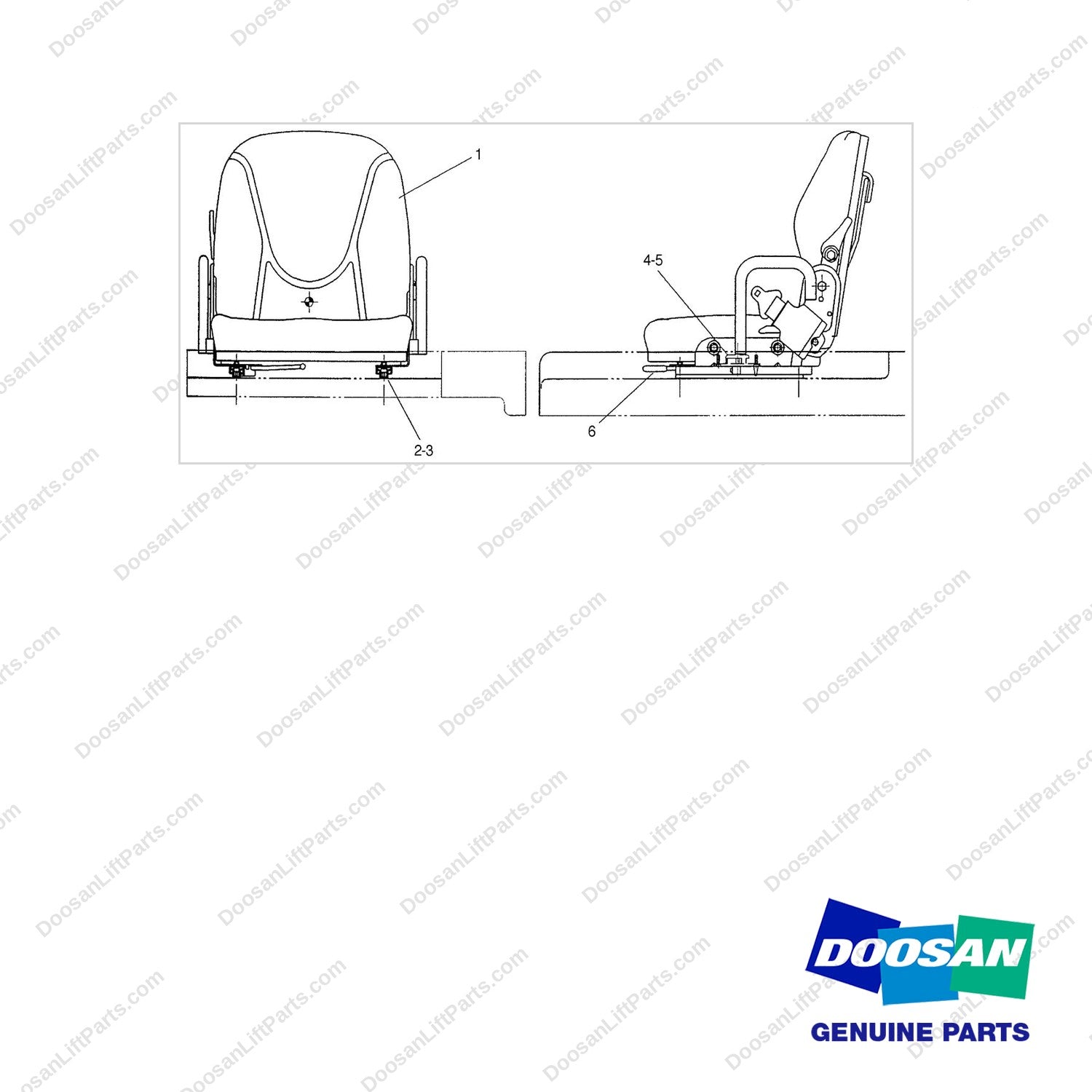 D915030 SEAT GP-C - full parts diagram - genuine Doosan / Bobcat forklift part