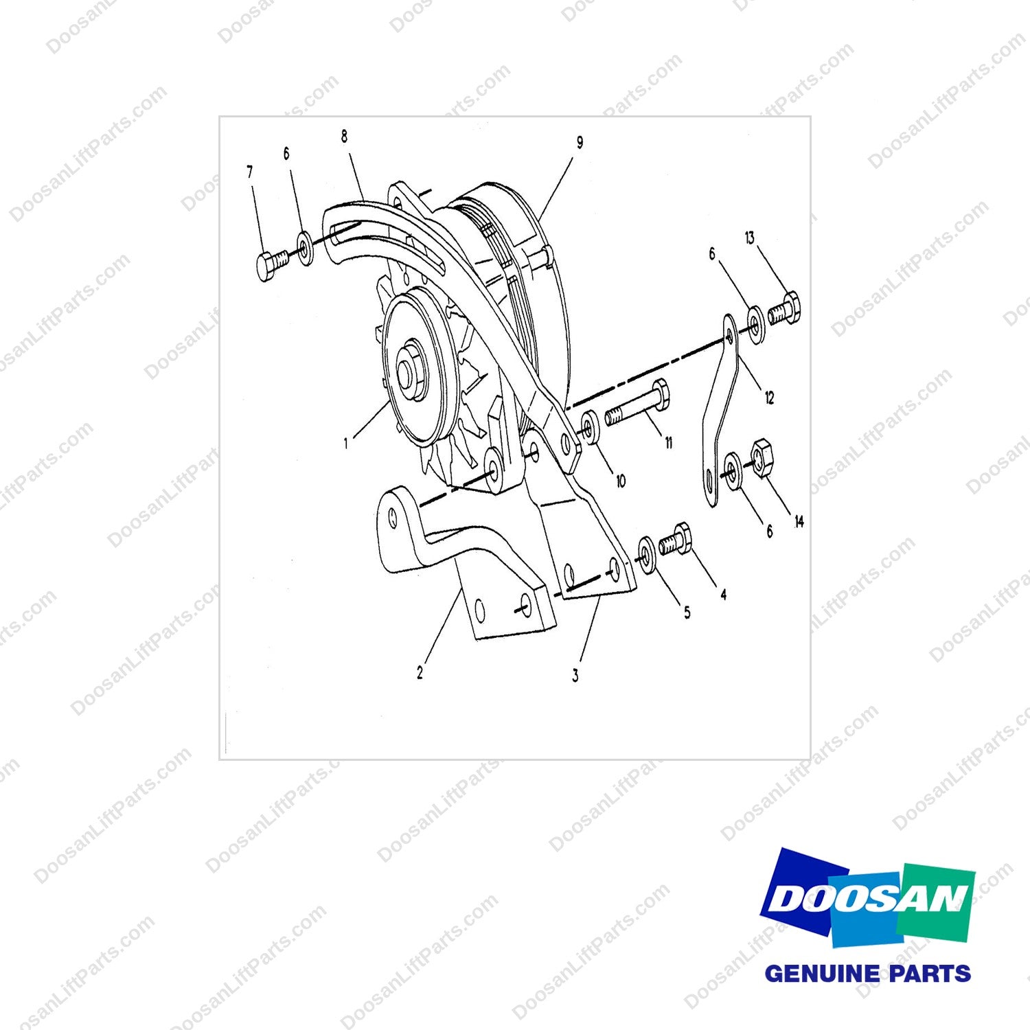 D917193 ALTERNATOR GP-CHARGING - full parts diagram - genuine Doosan / Bobcat forklift part
