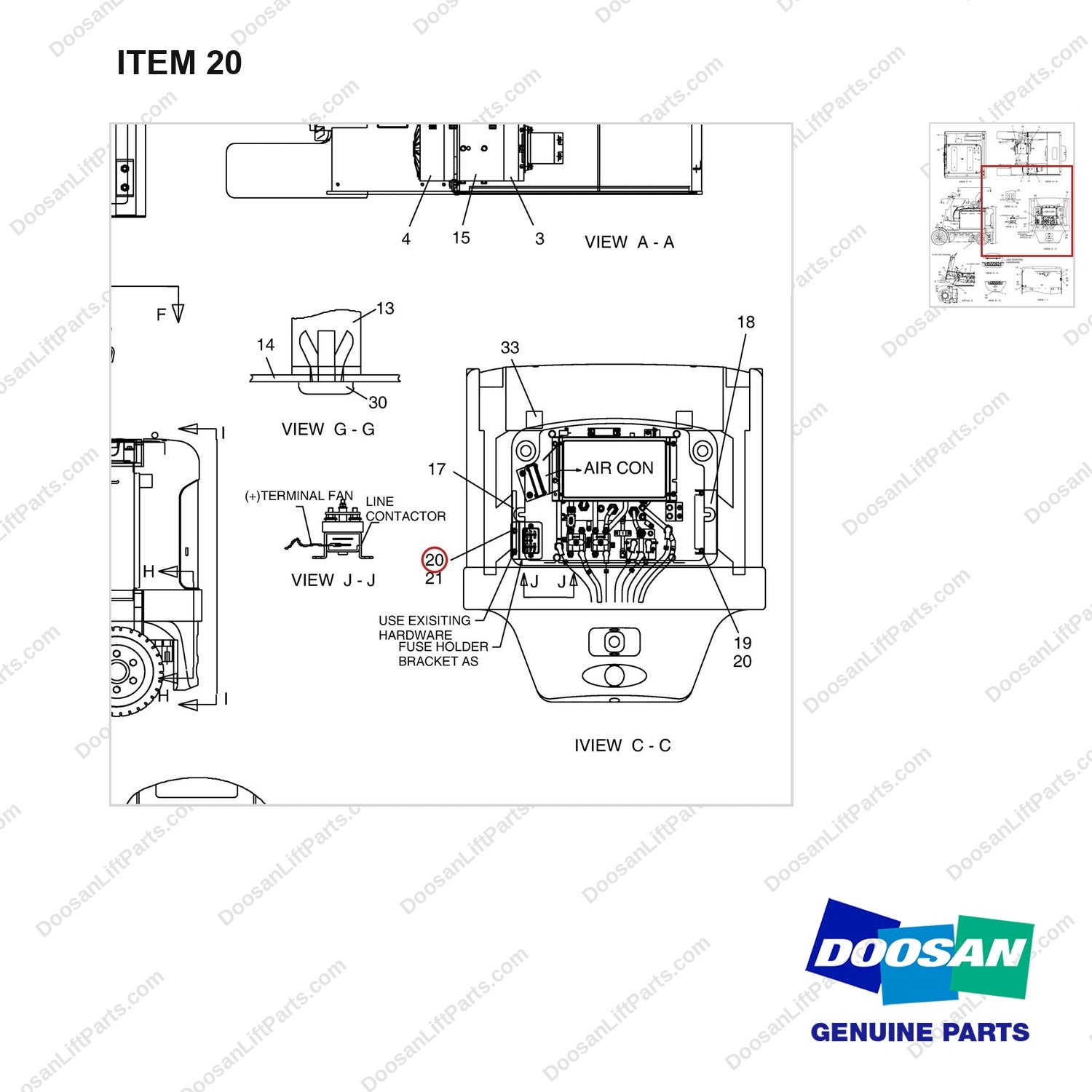 D917206 CHANGEOVER AR. - E TO EE TRUCK - parts diagram, item 20 shown - genuine Doosan / Bobcat forklift part