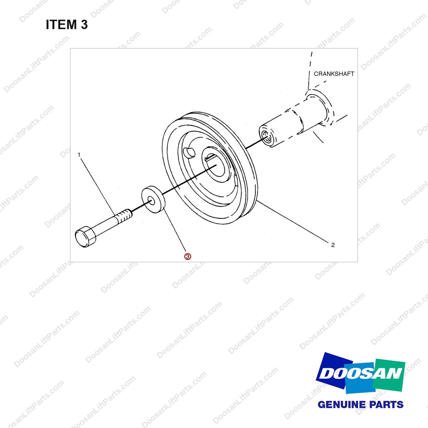 D917227 PULLEY GP-CRANK SHAFT - full parts diagram, item 3 marked - genuine Doosan / Bobcat forklift part