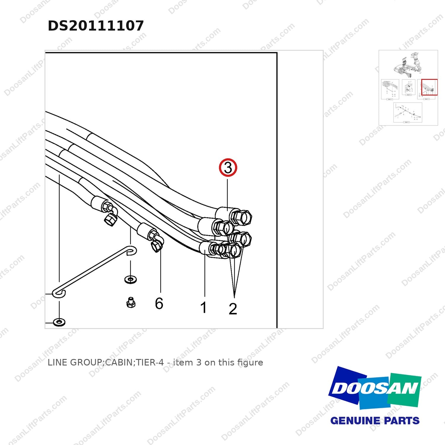 DS20111107 LINE GROUP;CABIN;TIER-4 - parts diagram, item 3 shown - genuine Doosan / Bobcat forklift part