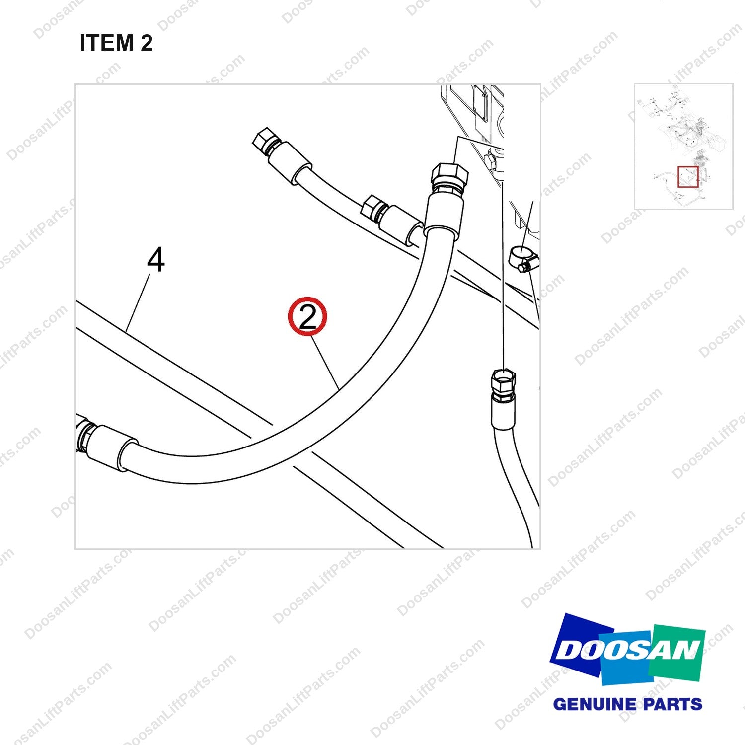 DS20111221 MO LINE GP_LINE;BASIC D40S-9 T5 55KW - parts diagram, item 2 shown - genuine Doosan / Bobcat forklift part