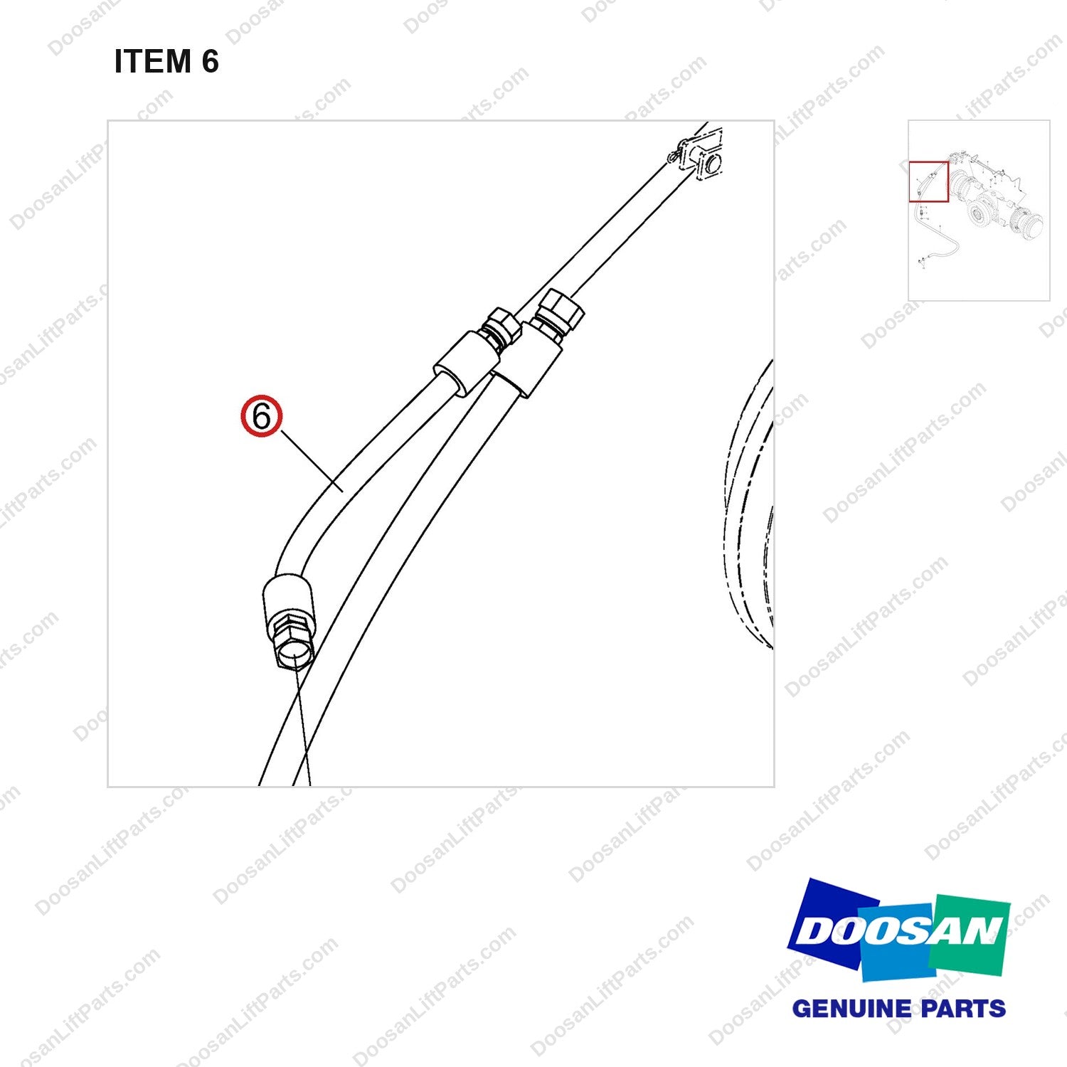 DS20111615 LINE GROUP;BRAKE,SHOE - parts diagram, item 6 shown - genuine Doosan / Bobcat forklift part